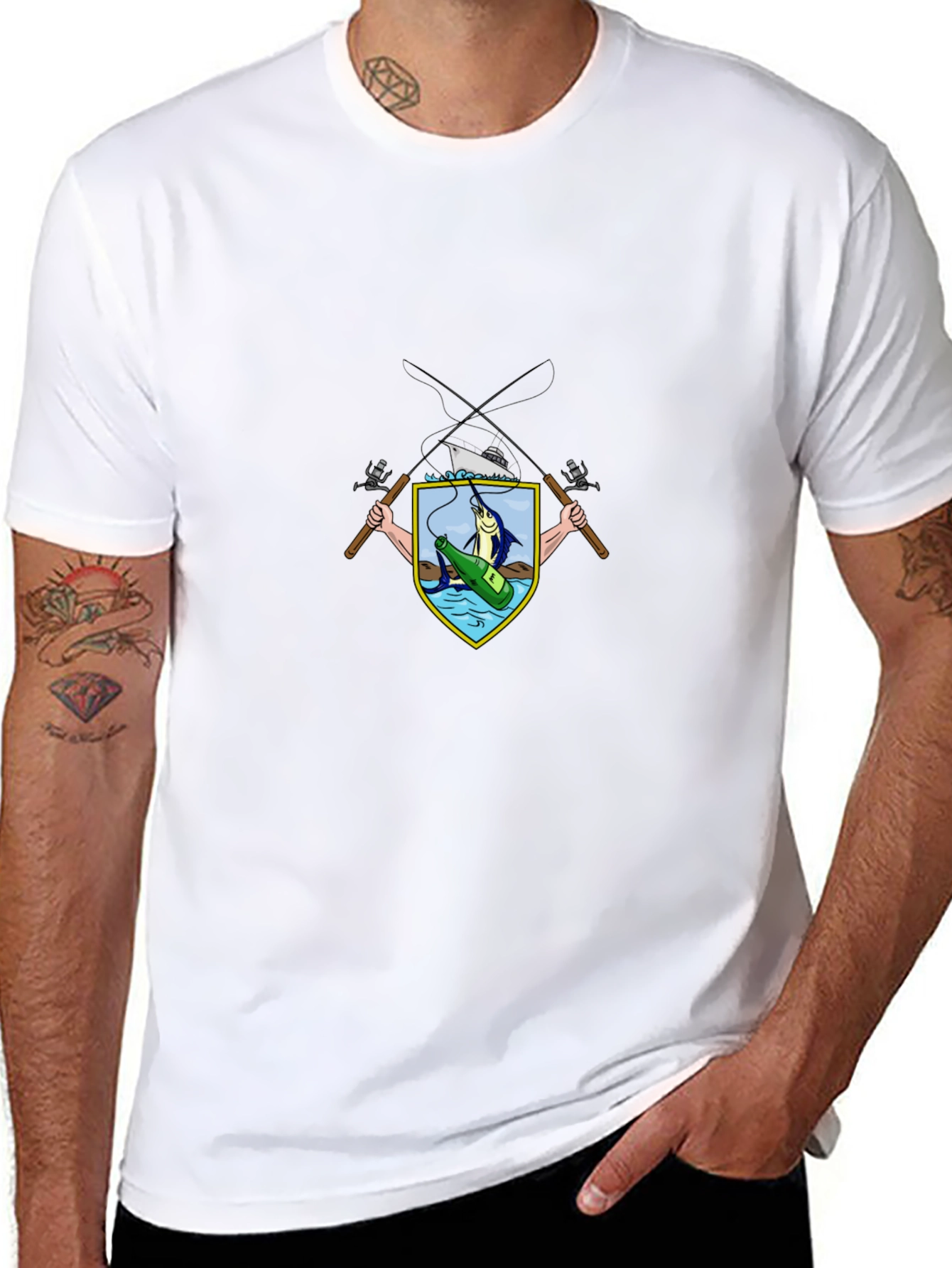 Fishing Crest Graphic Tee - Black