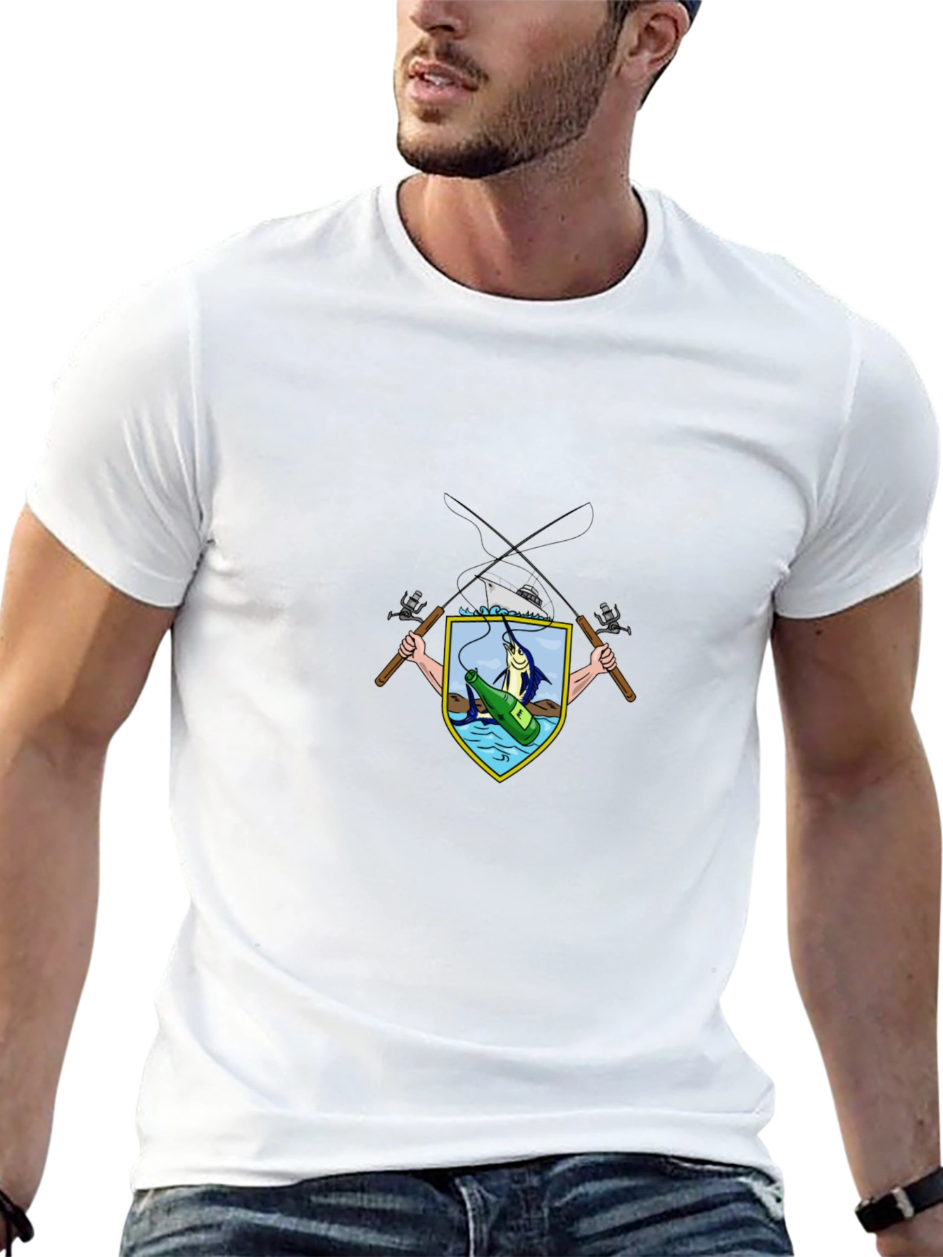 Fishing Crest Graphic Tee - Black