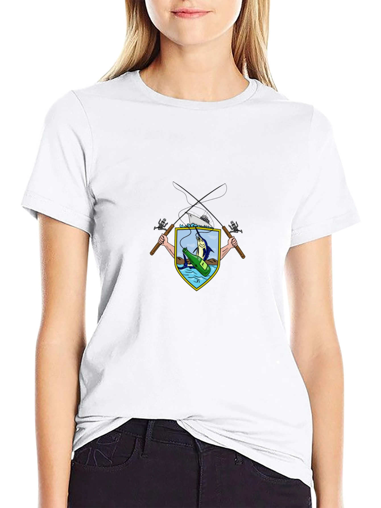 Fishing Crest Graphic Tee - Black