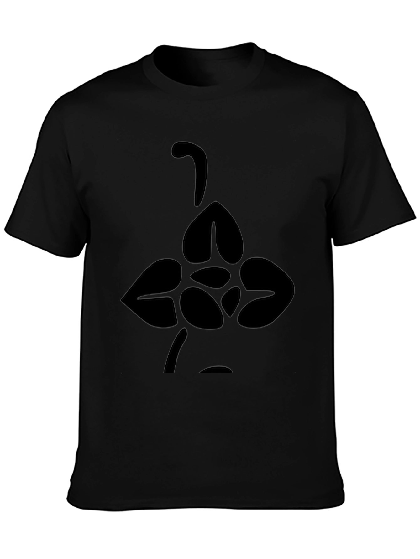 Black Tee with Abstract Floral Design