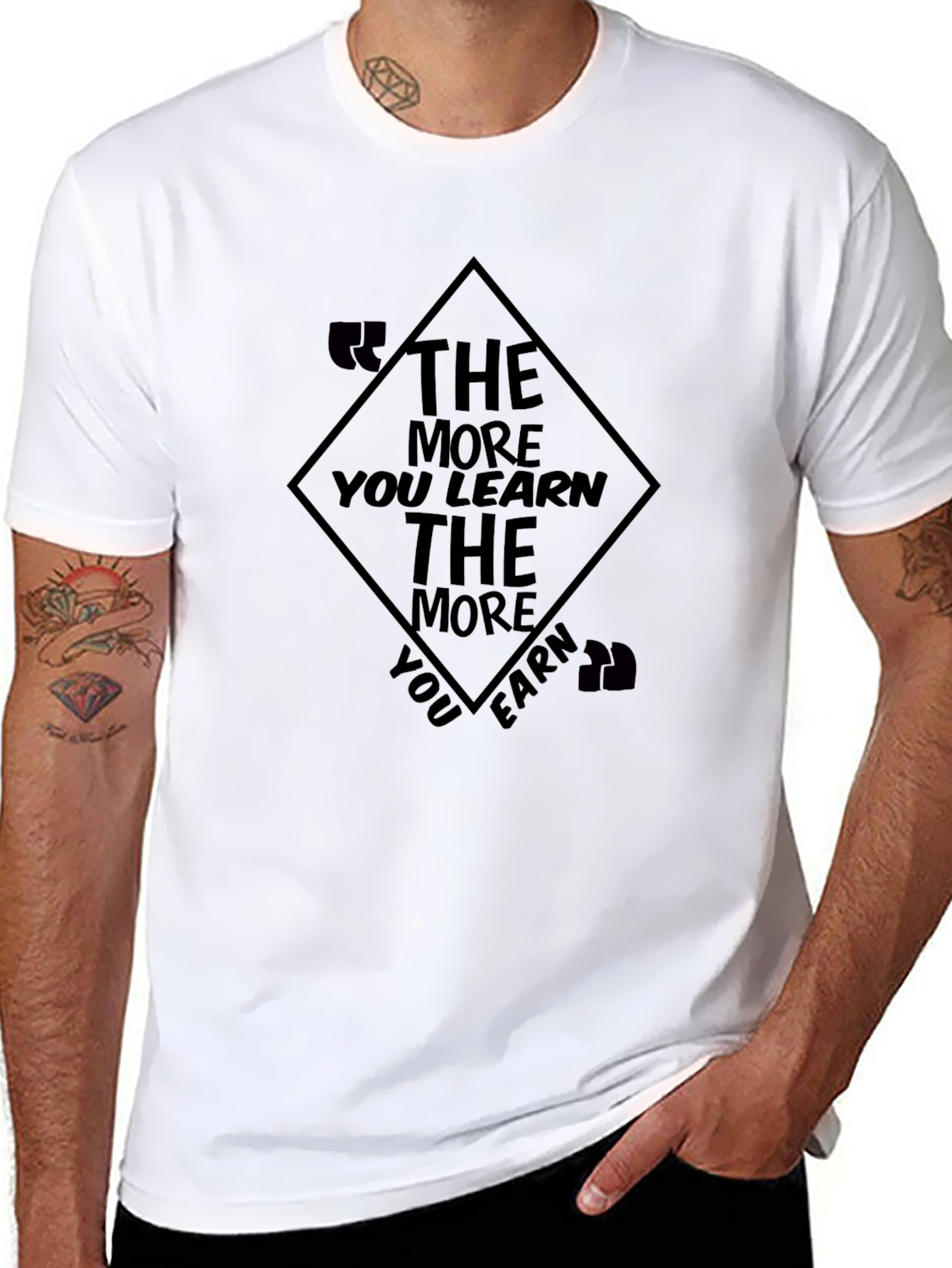 Motivational Black T-Shirt - The More You Learn