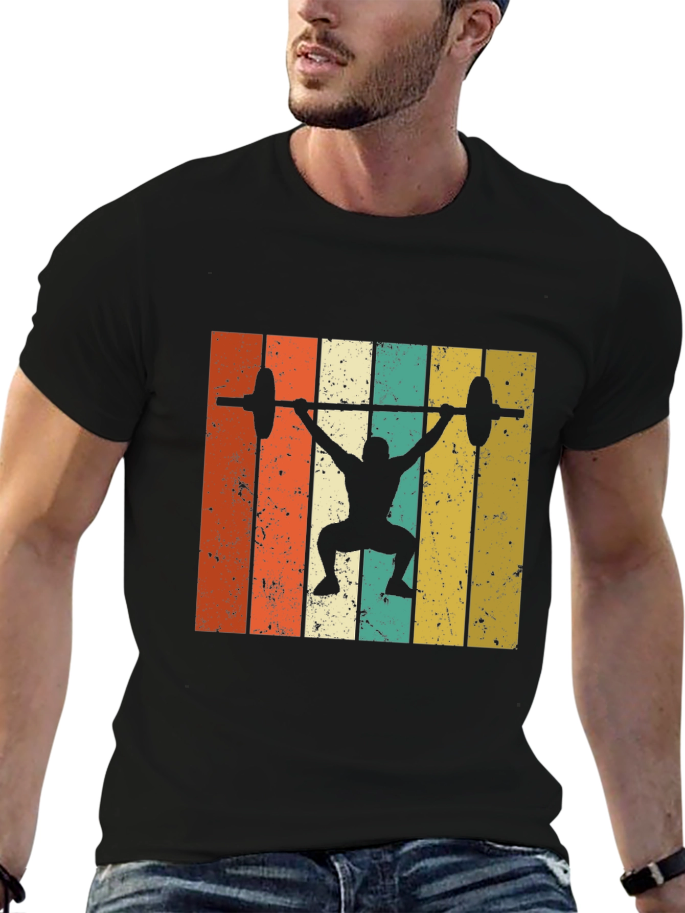 Retro Weightlifting T-Shirt - Black Gym Tee