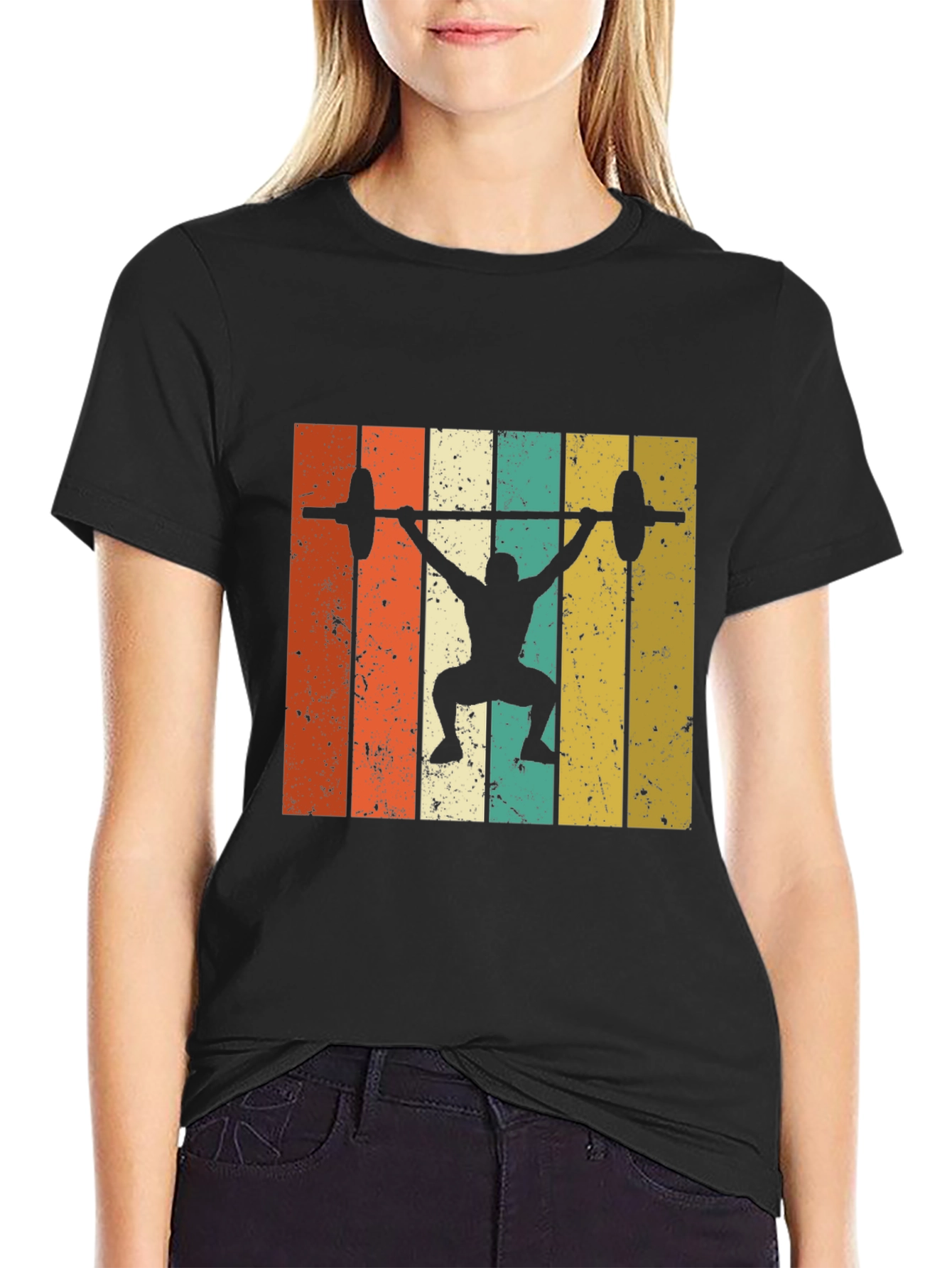 Retro Weightlifting T-Shirt - Black Gym Tee