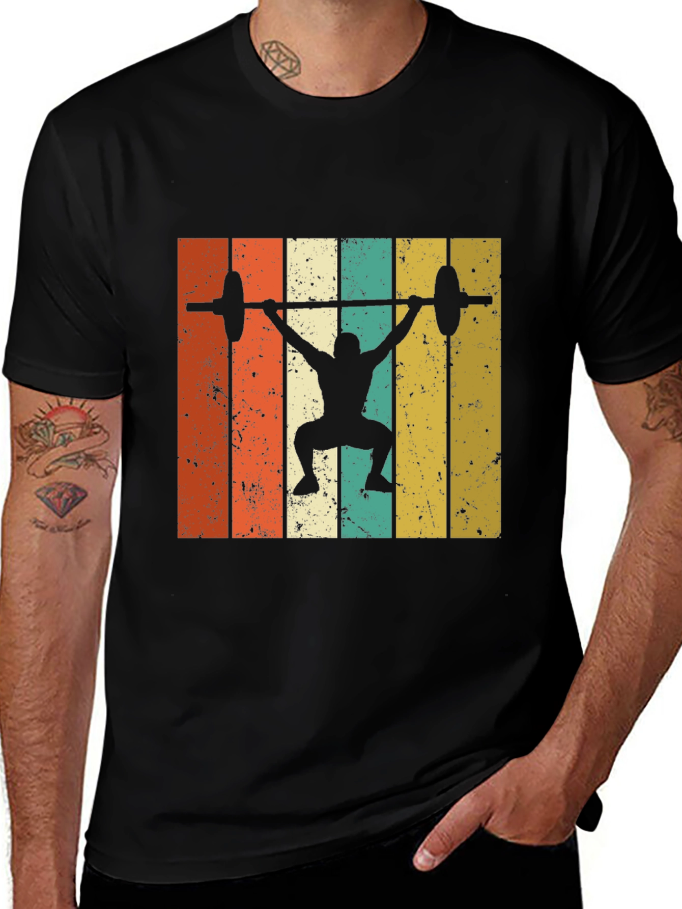 Retro Weightlifting T-Shirt - Black Gym Tee