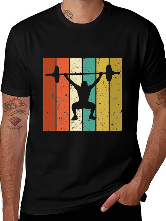 Retro Weightlifting T-Shirt - Black Gym Tee