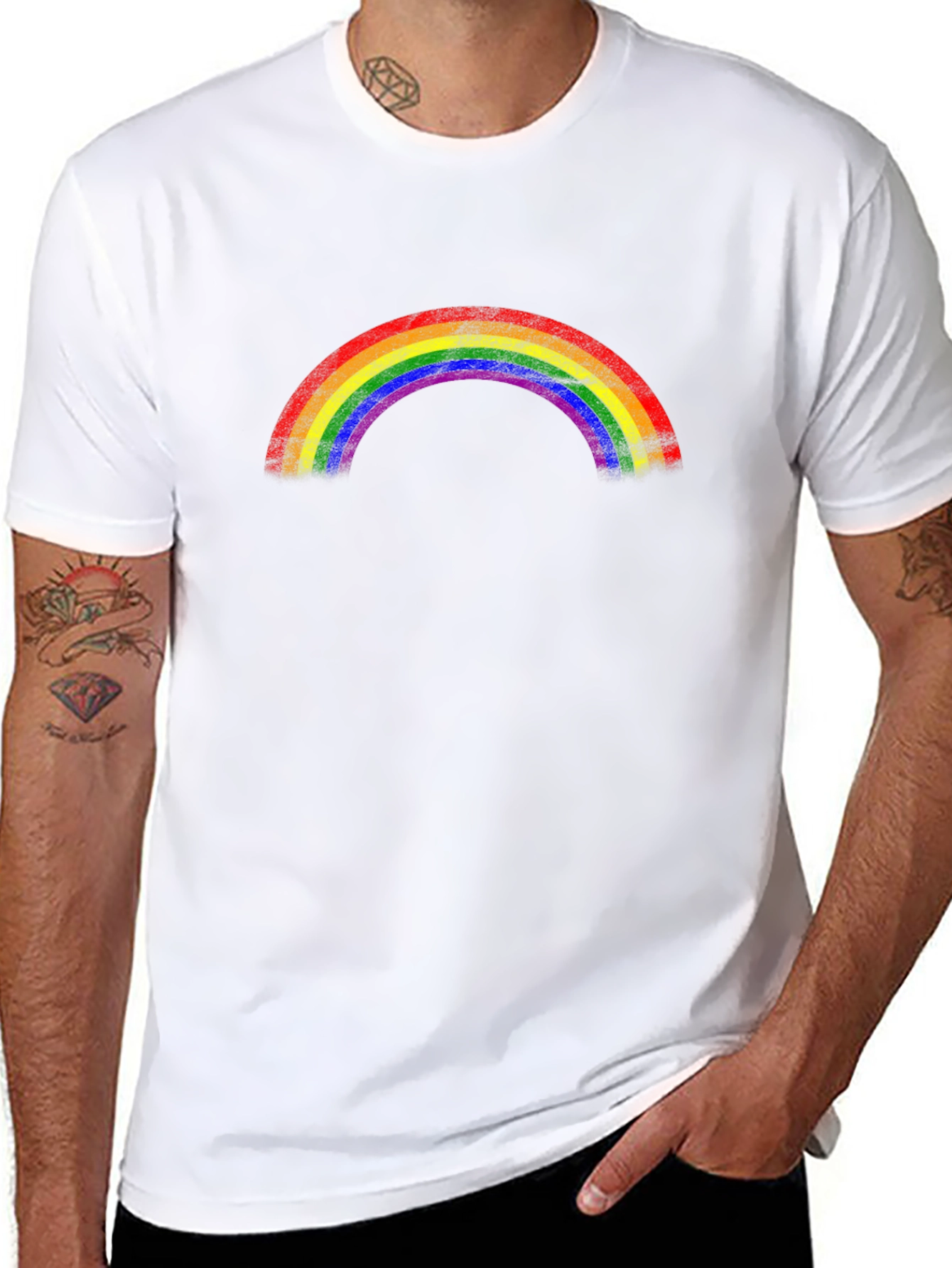 Rainbow Pride Graphic Tee - Black Cotton T-Shirt