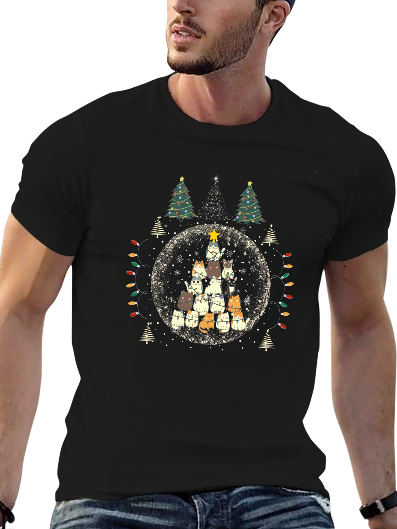 Festive Cat Christmas Tree T-Shirt