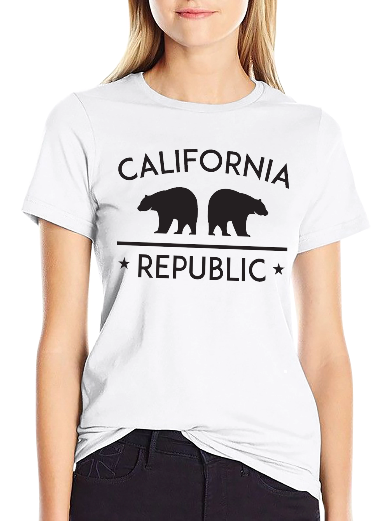 California Republic Bear Graphic Black T-Shirt