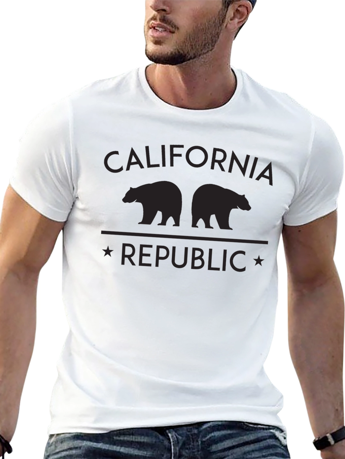 California Republic Bear Graphic Black T-Shirt