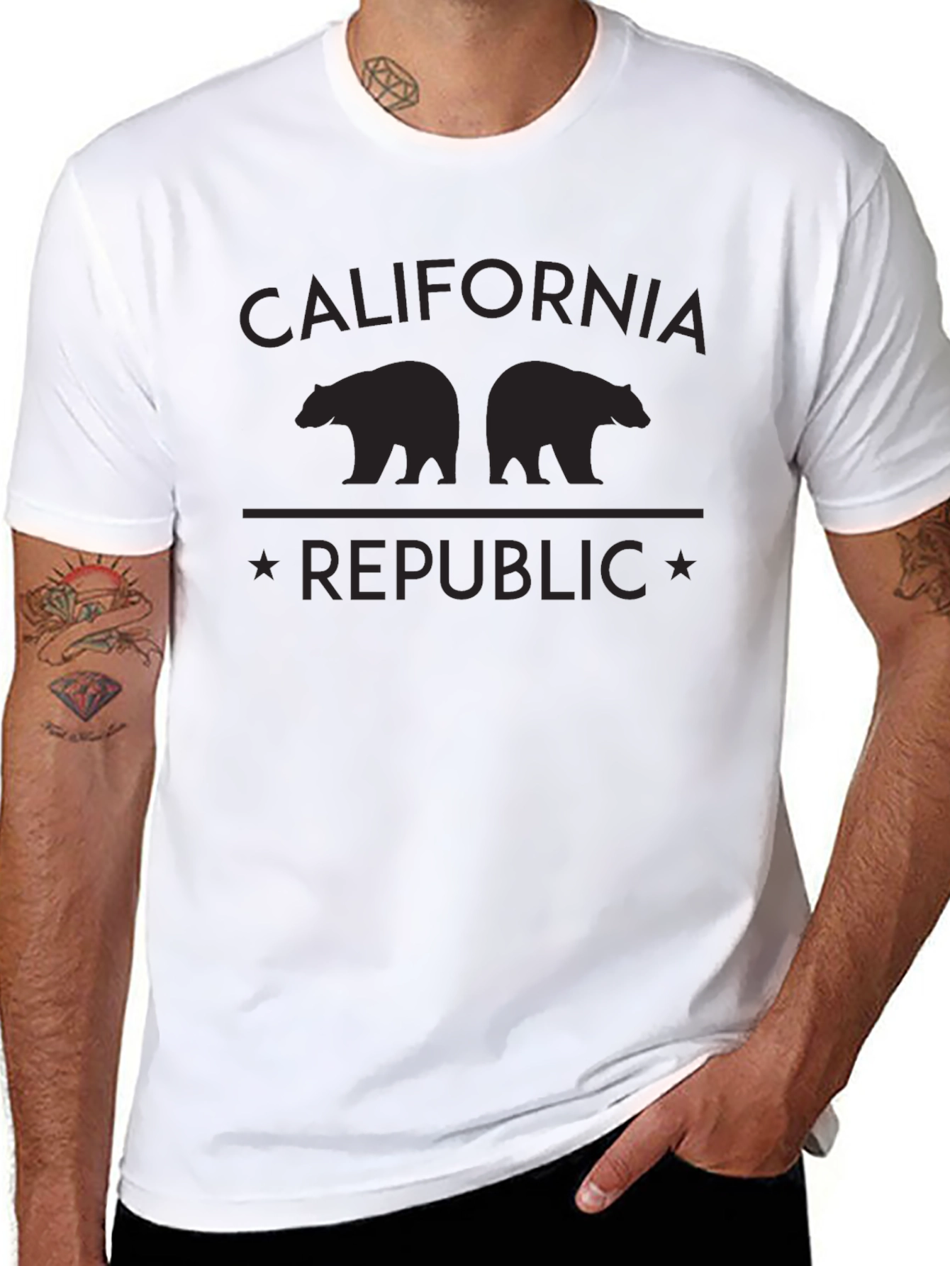California Republic Bear Graphic Black T-Shirt
