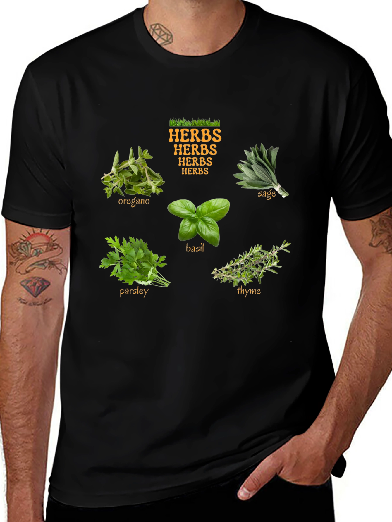 Herbs T-Shirt: Basil Parsley Sage Thyme Oregano Tee