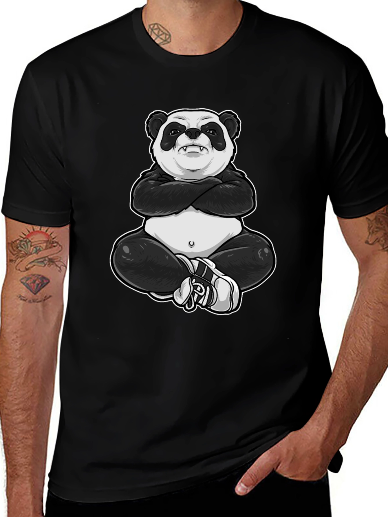 Cool Panda Graphic Tee - Black T-Shirt