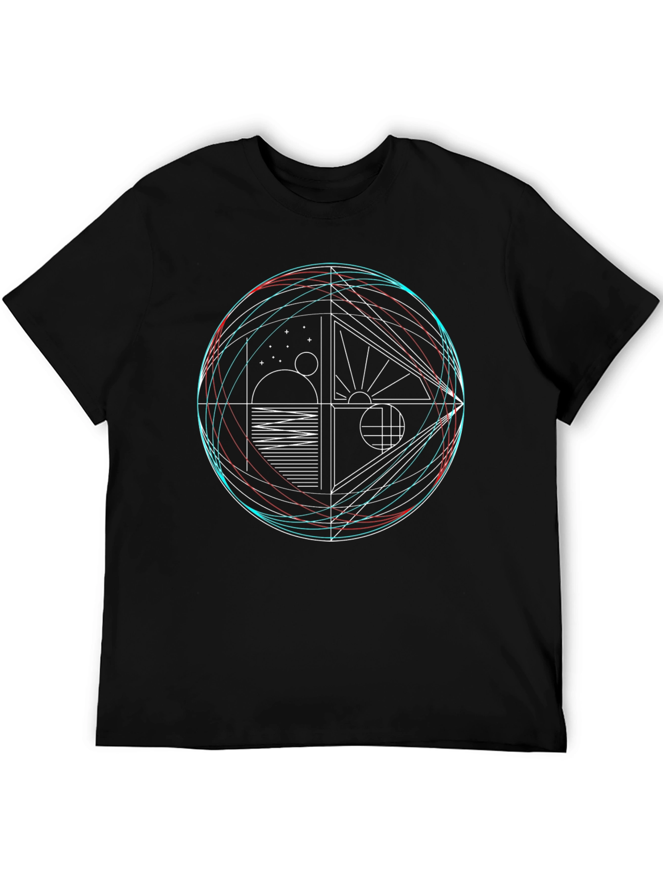 Geometric Graphic Print Crew Neck T-Shirt