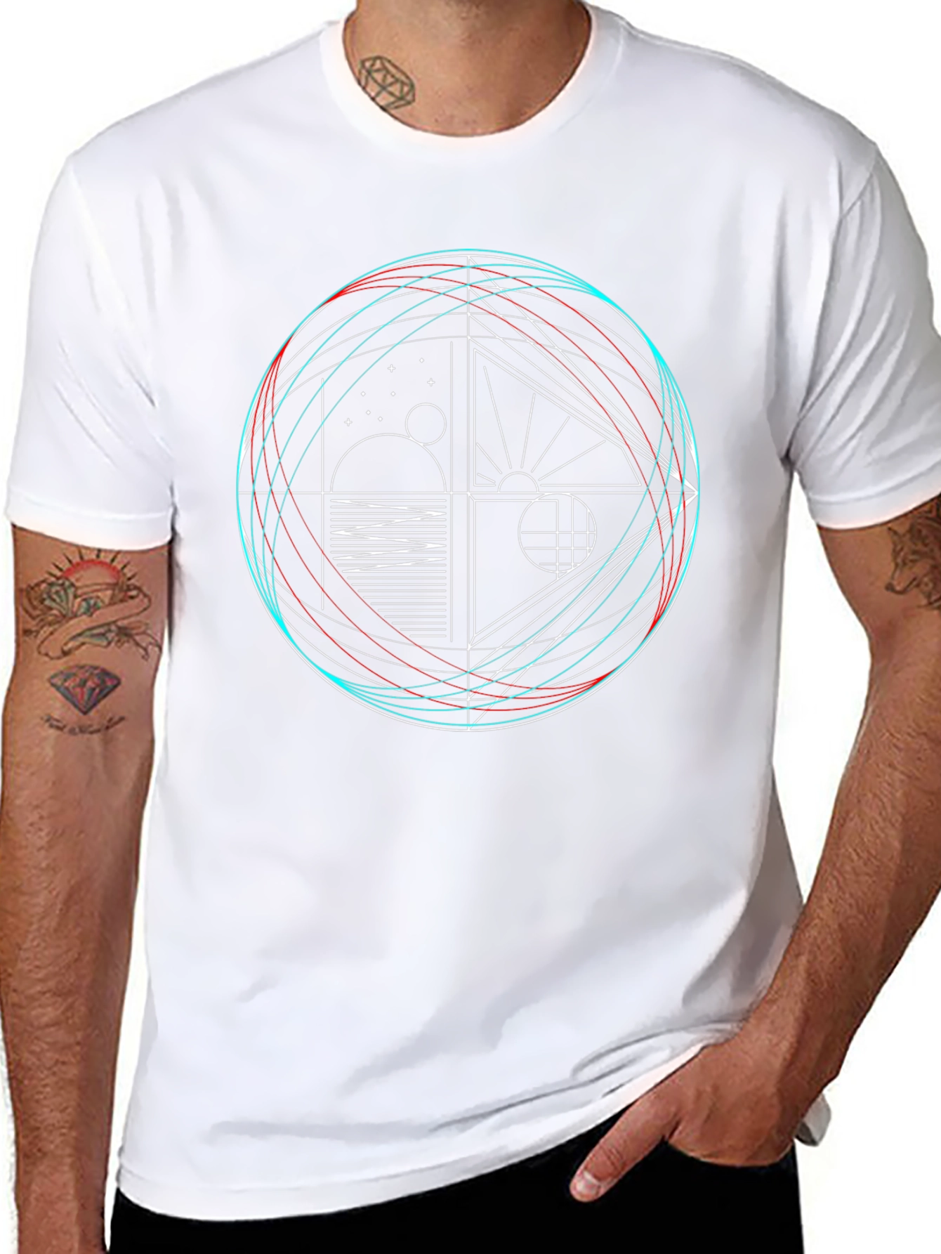 Geometric Graphic Print Crew Neck T-Shirt