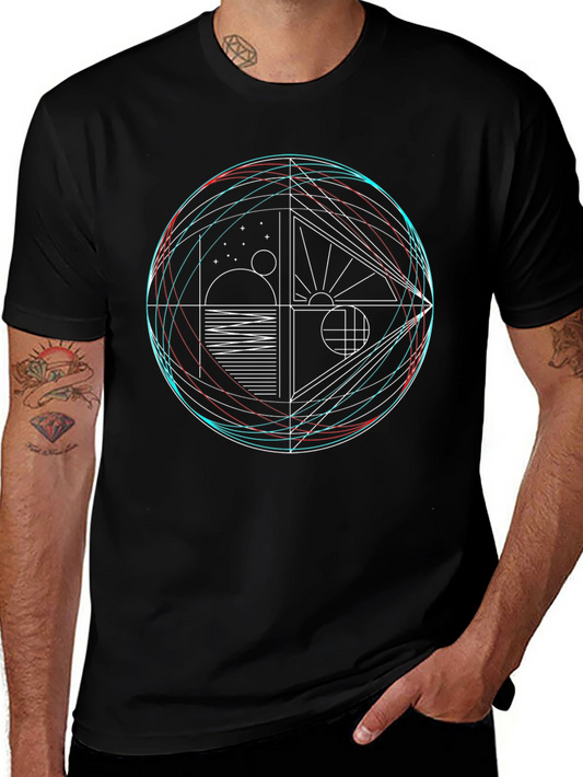 Geometric Graphic Print Crew Neck T-Shirt