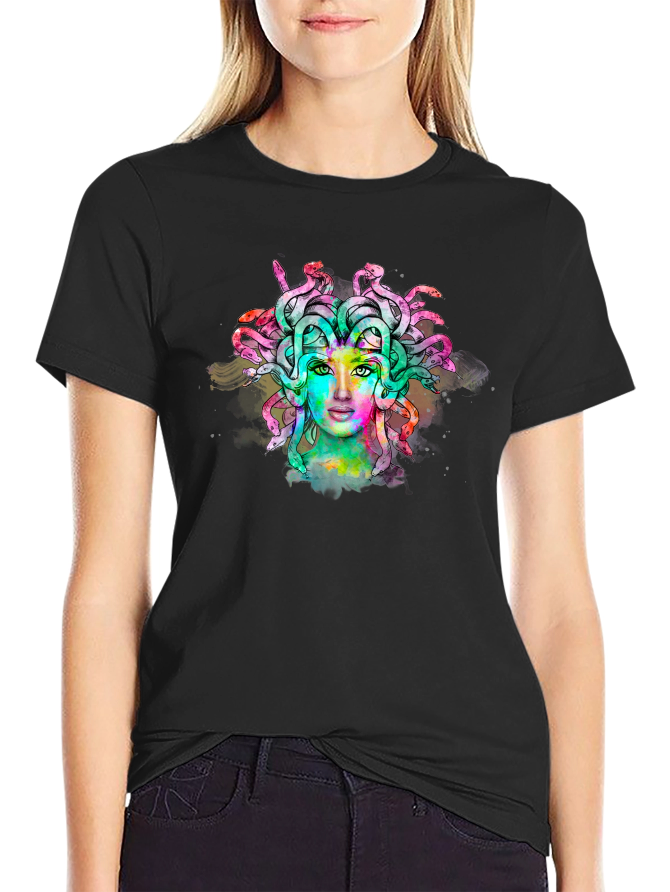 Medusa Graphic Print Black Tee