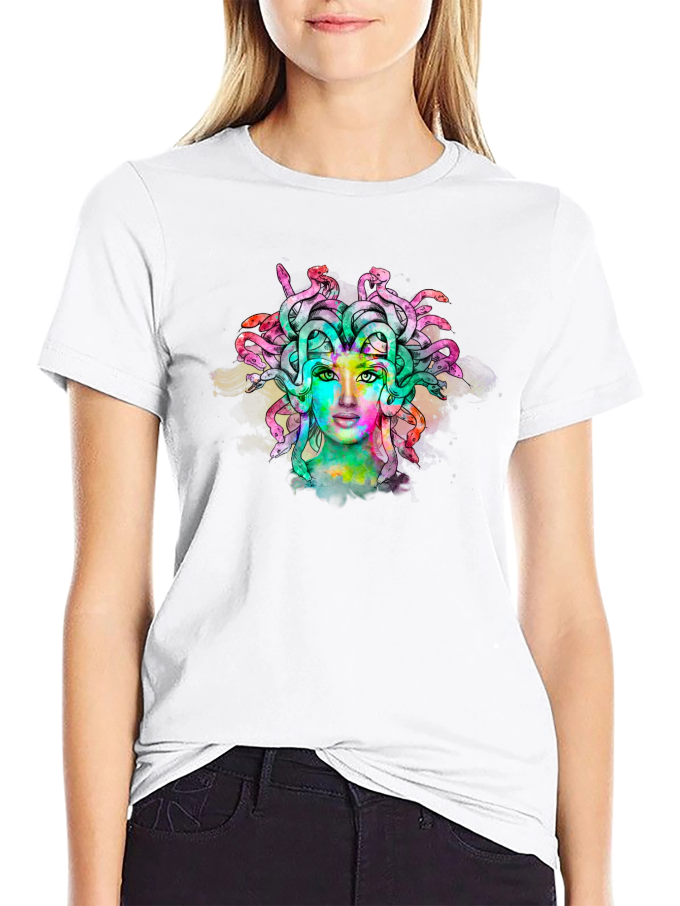 Medusa Graphic Print Black Tee