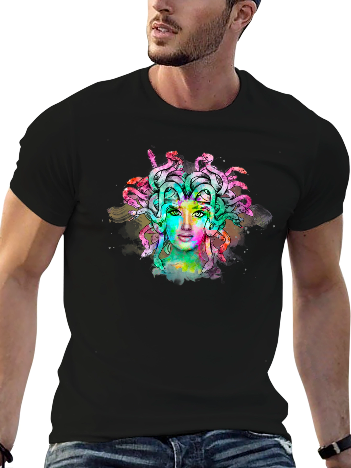 Medusa Graphic Print Black Tee