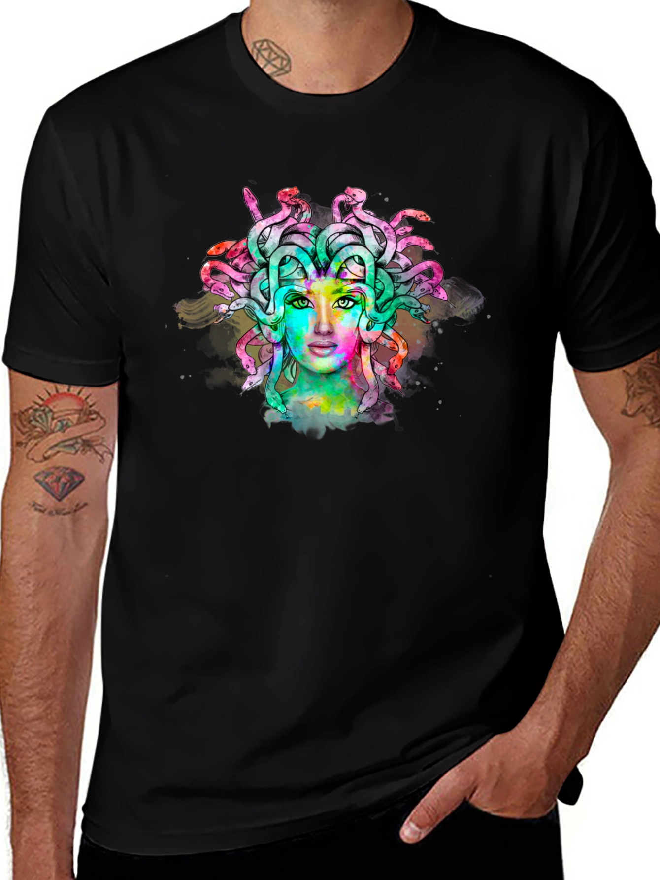 Medusa Graphic Print Black Tee