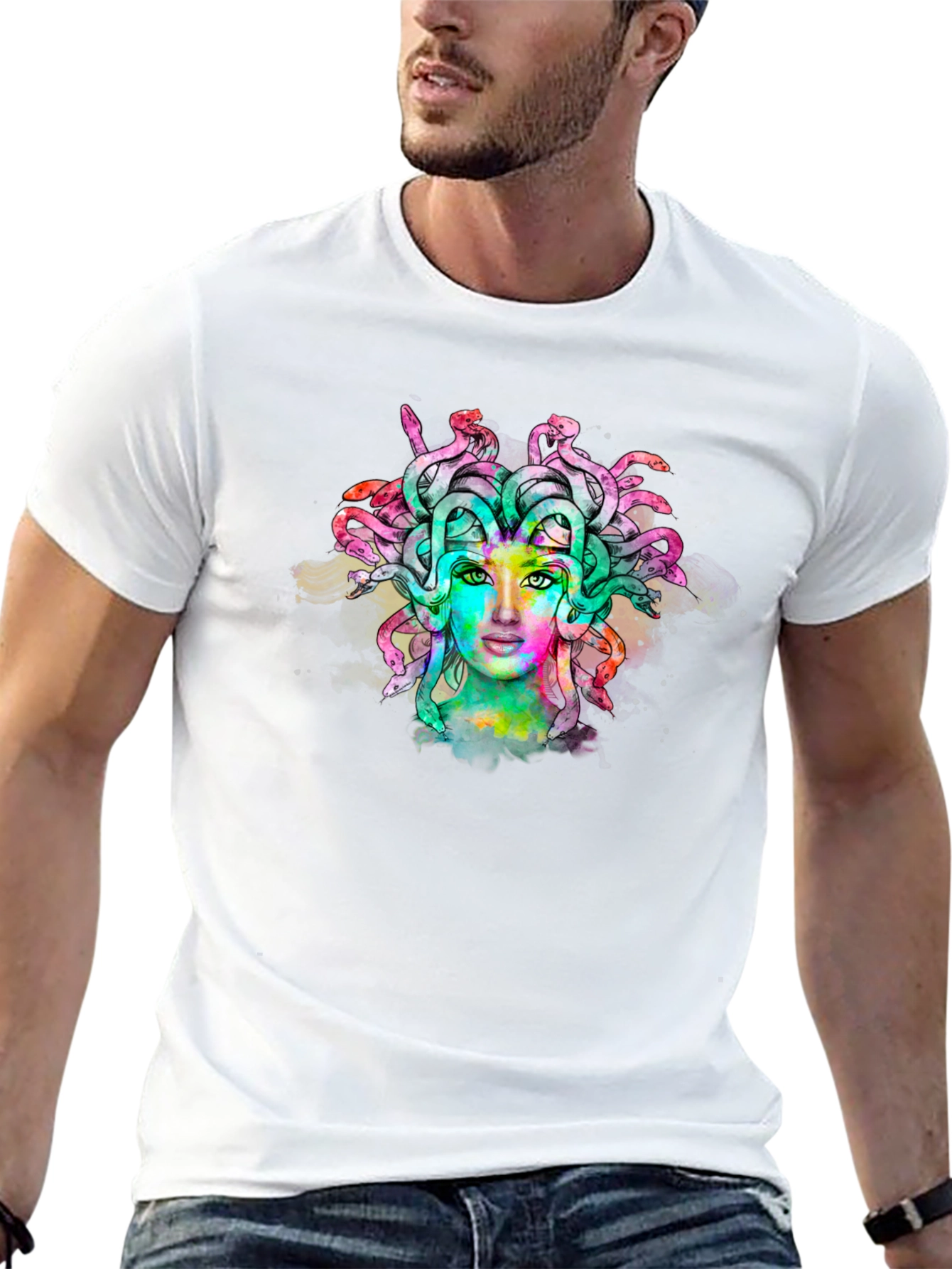 Medusa Graphic Print Black Tee