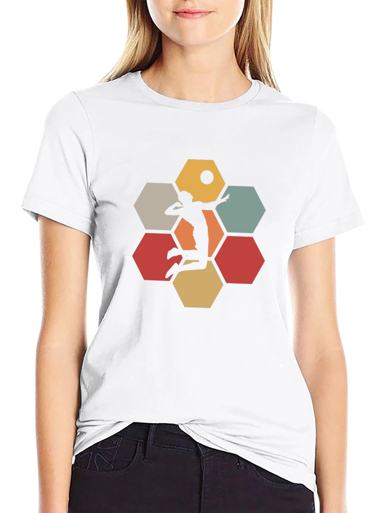 Volleyball Hexagon Graphic Tee - Black