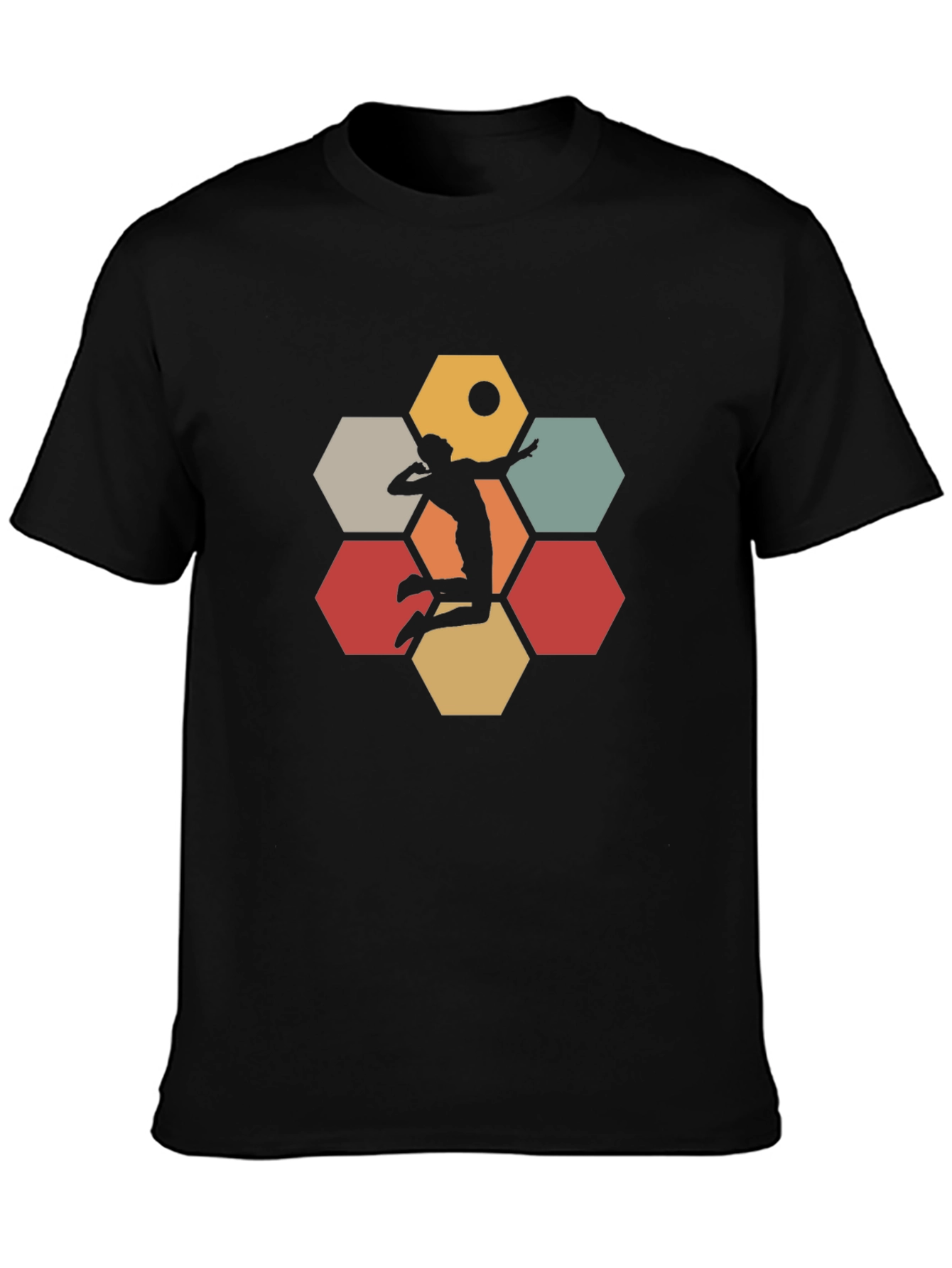Volleyball Hexagon Graphic Tee - Black