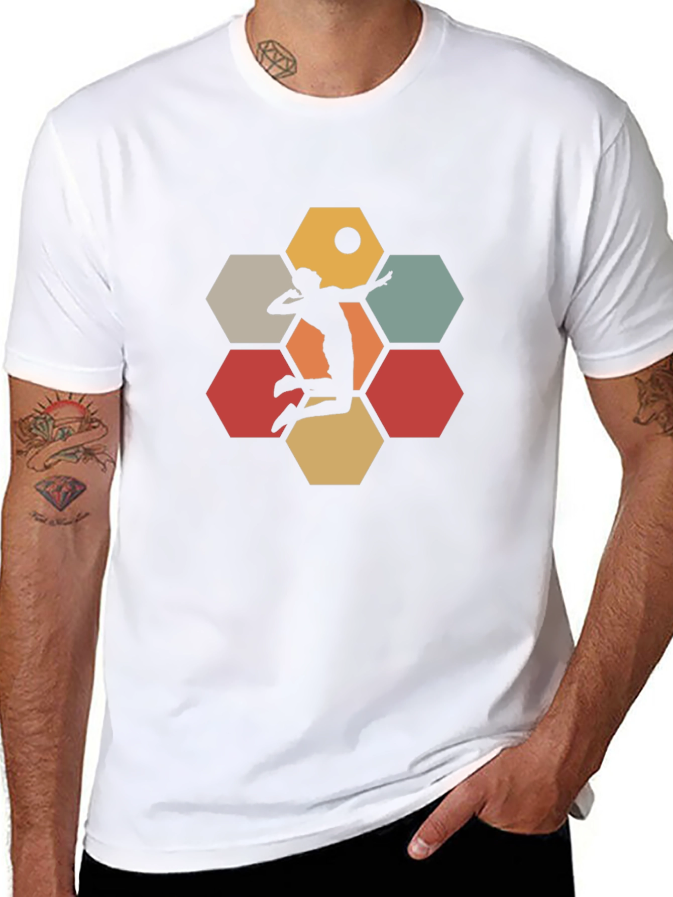 Volleyball Hexagon Graphic Tee - Black