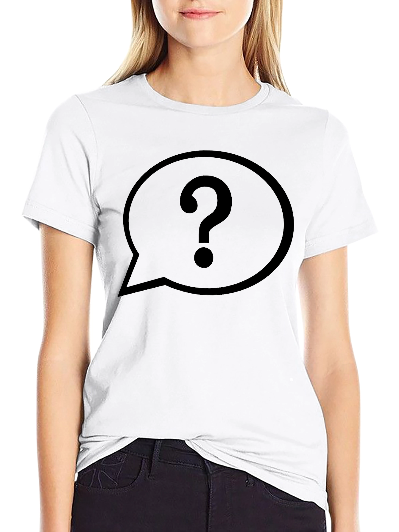 Question Mark Speech Bubble Black T-Shirt
