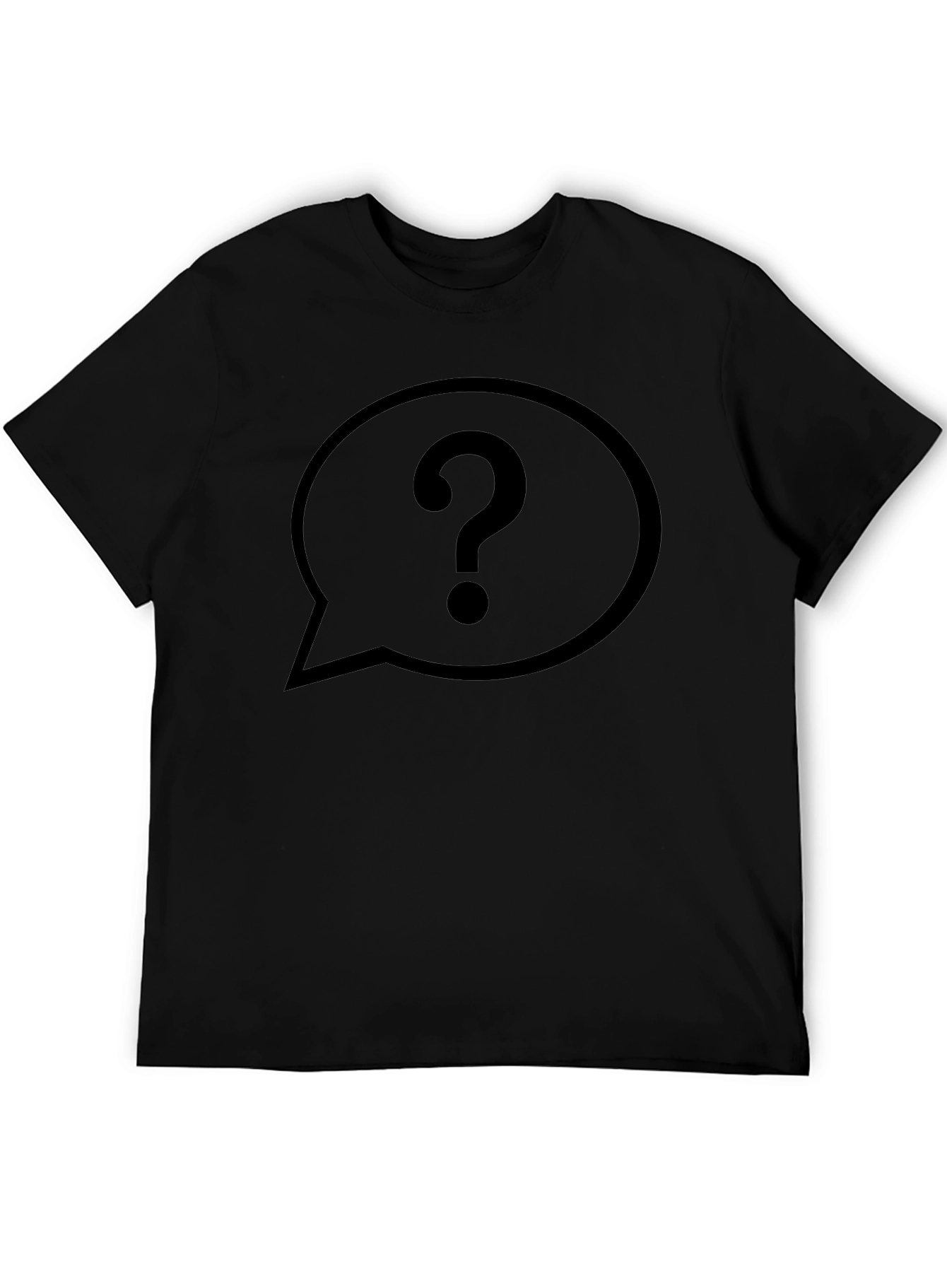 Question Mark Speech Bubble Black T-Shirt