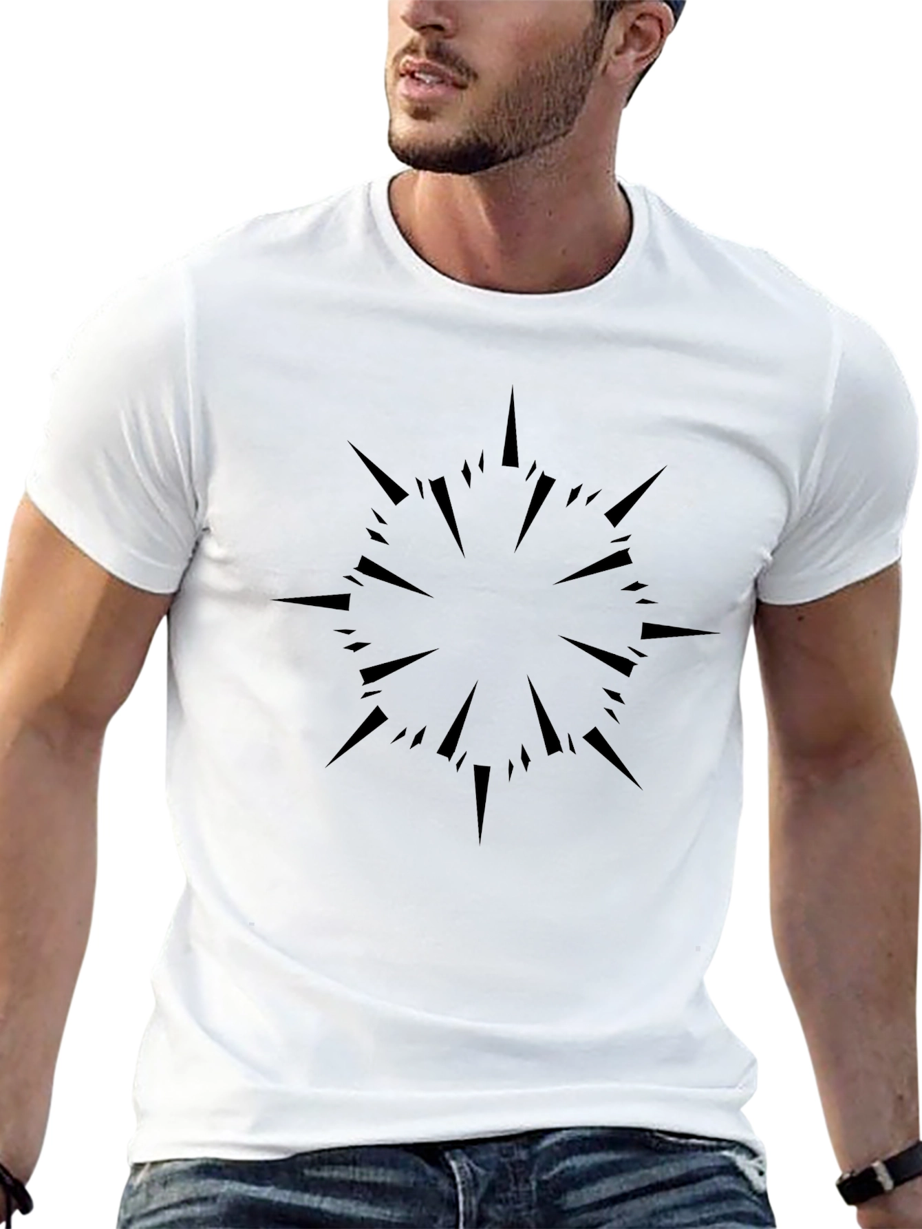 Black Graphic Tee - Abstract Burst Design