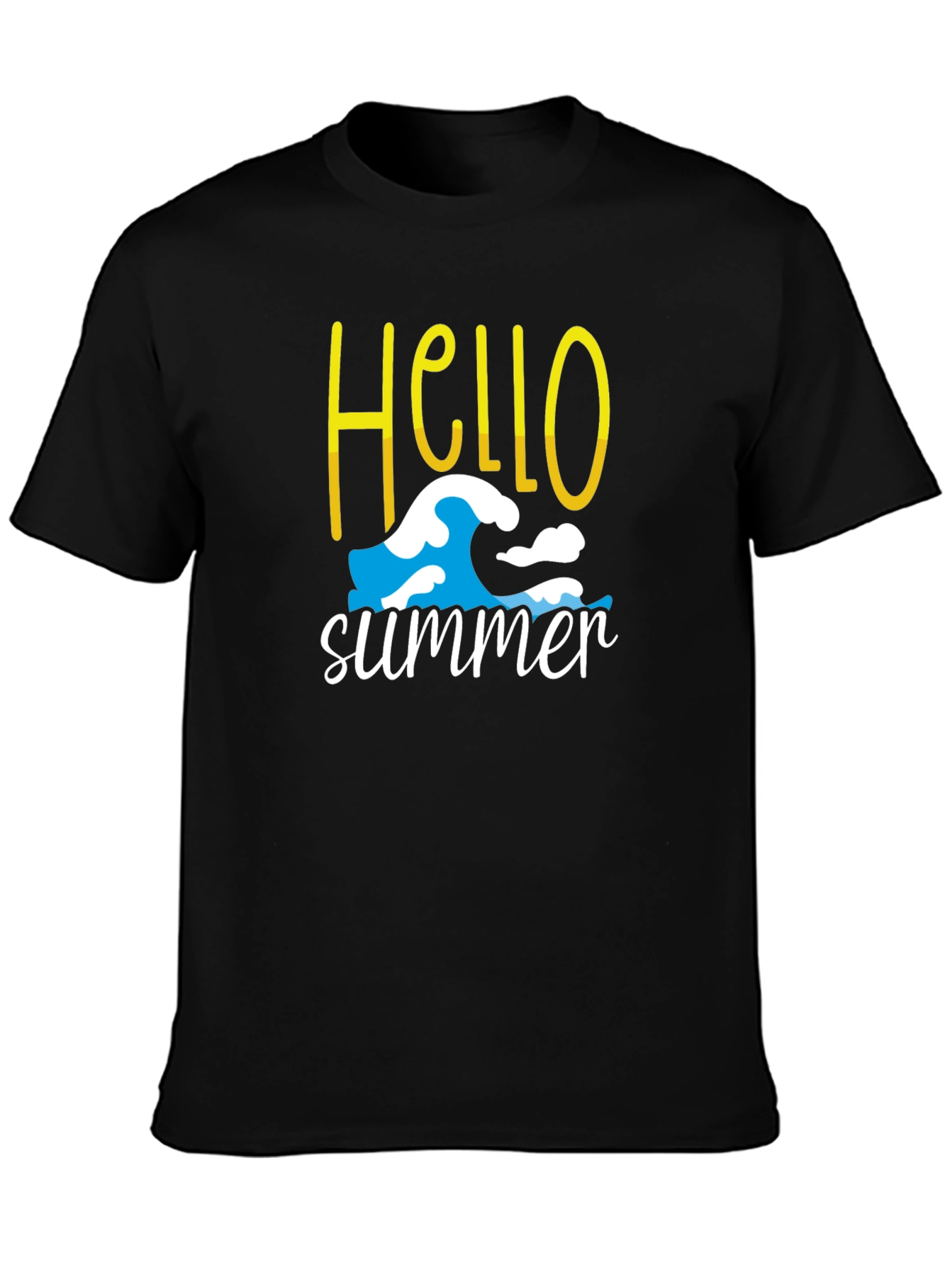 Hello Summer T-Shirt - Wave Design - Cotton Blend