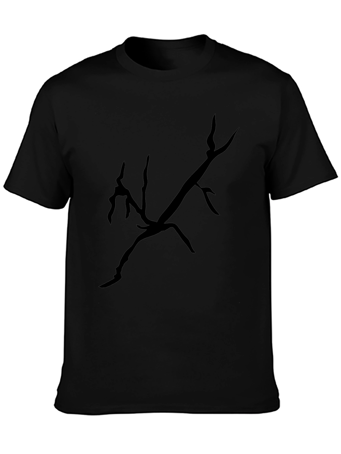 Black T-Shirt with Abstract Branch Design