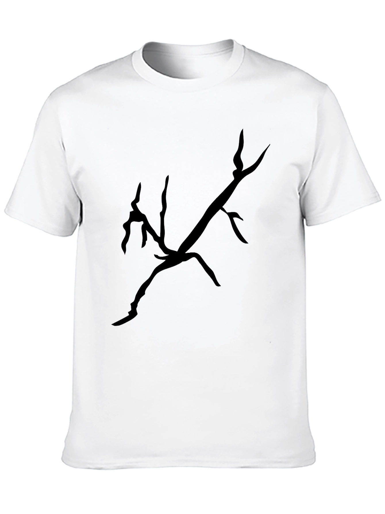 Black T-Shirt with Abstract Branch Design