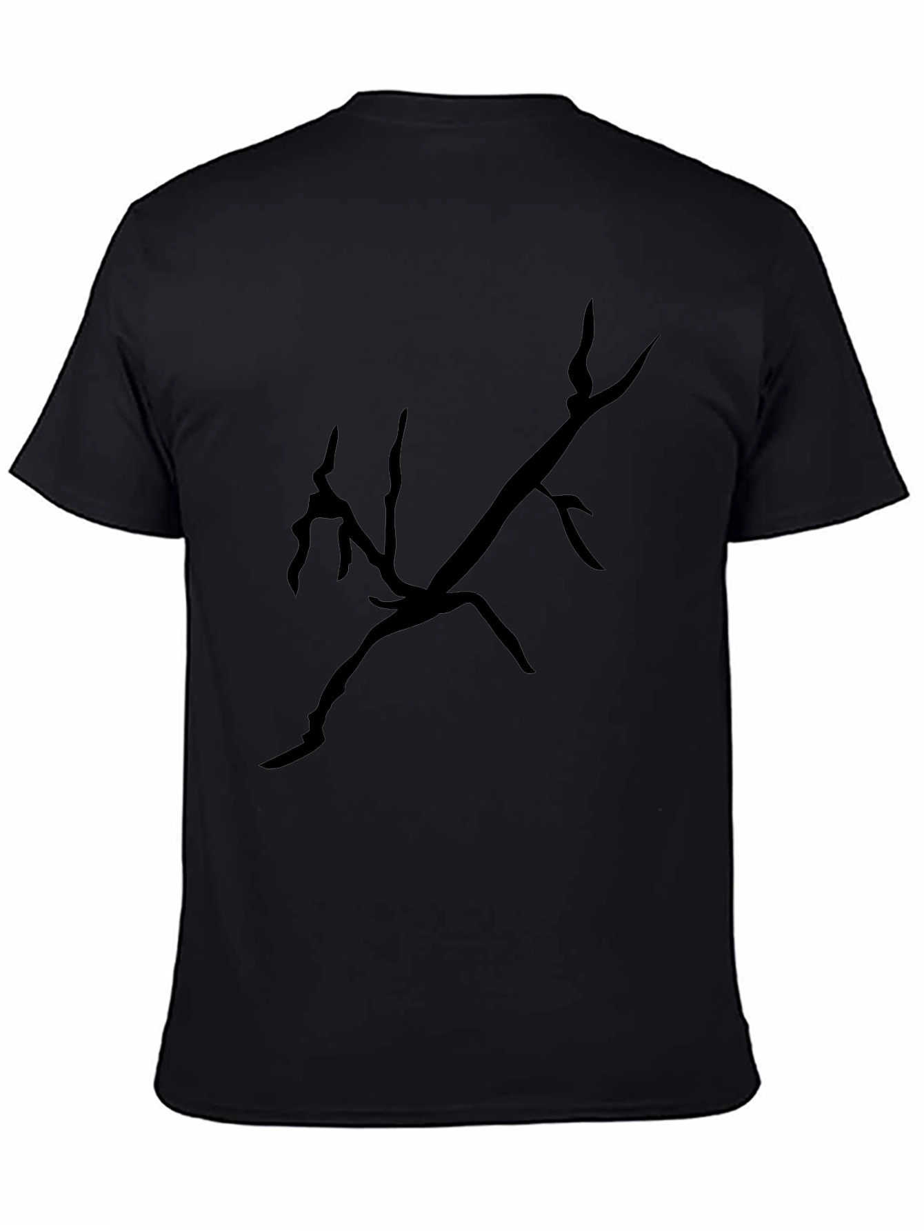 Black T-Shirt with Abstract Branch Design