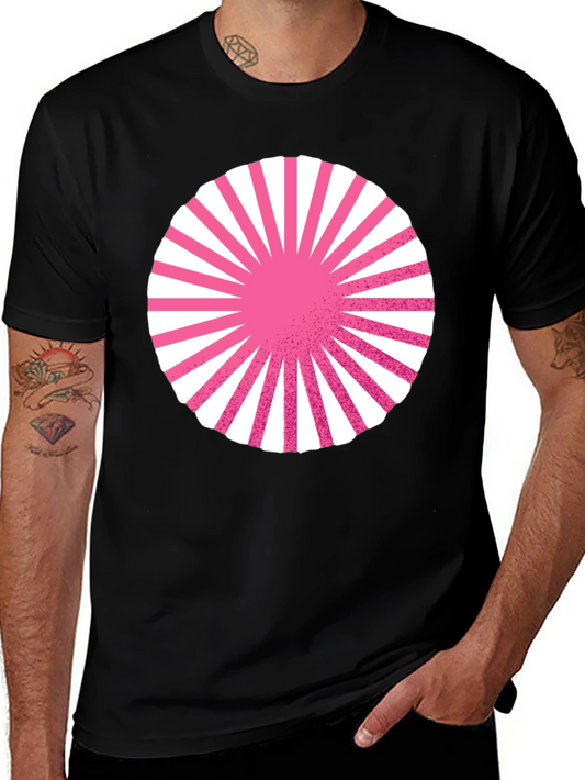 Graphic Circle Tee - Pink Burst Design on Black