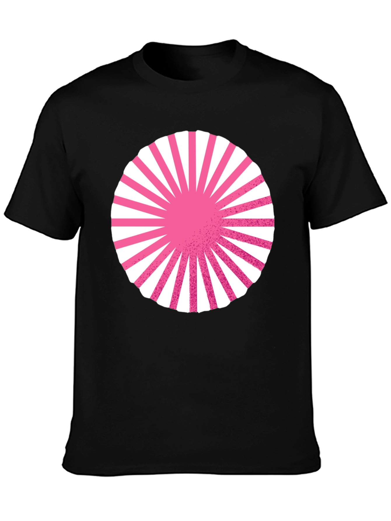 Graphic Circle Tee - Pink Burst Design on Black