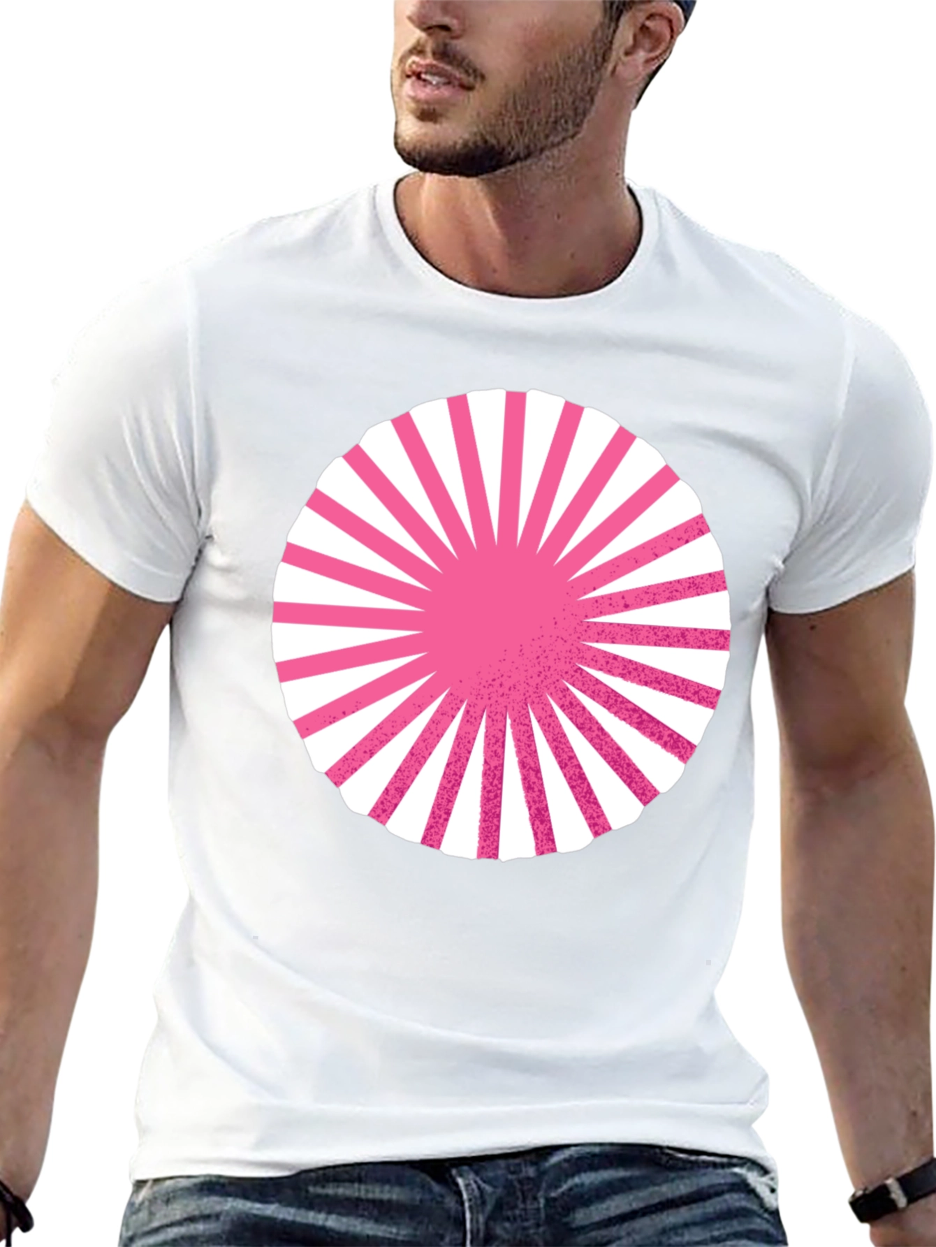 Graphic Circle Tee - Pink Burst Design on Black