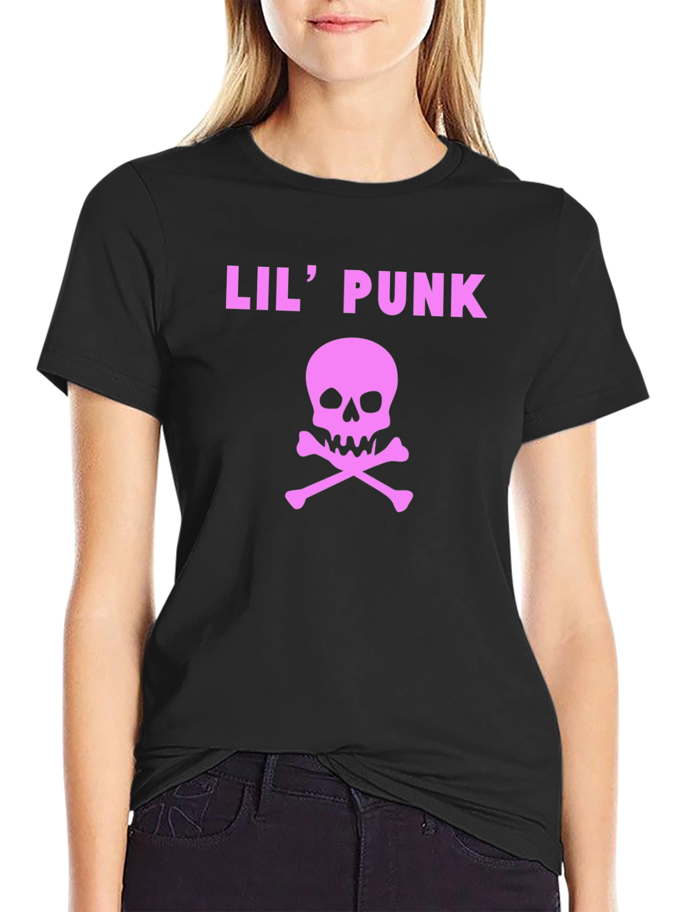 Lil Punk Skull Graphic T-Shirt - Black