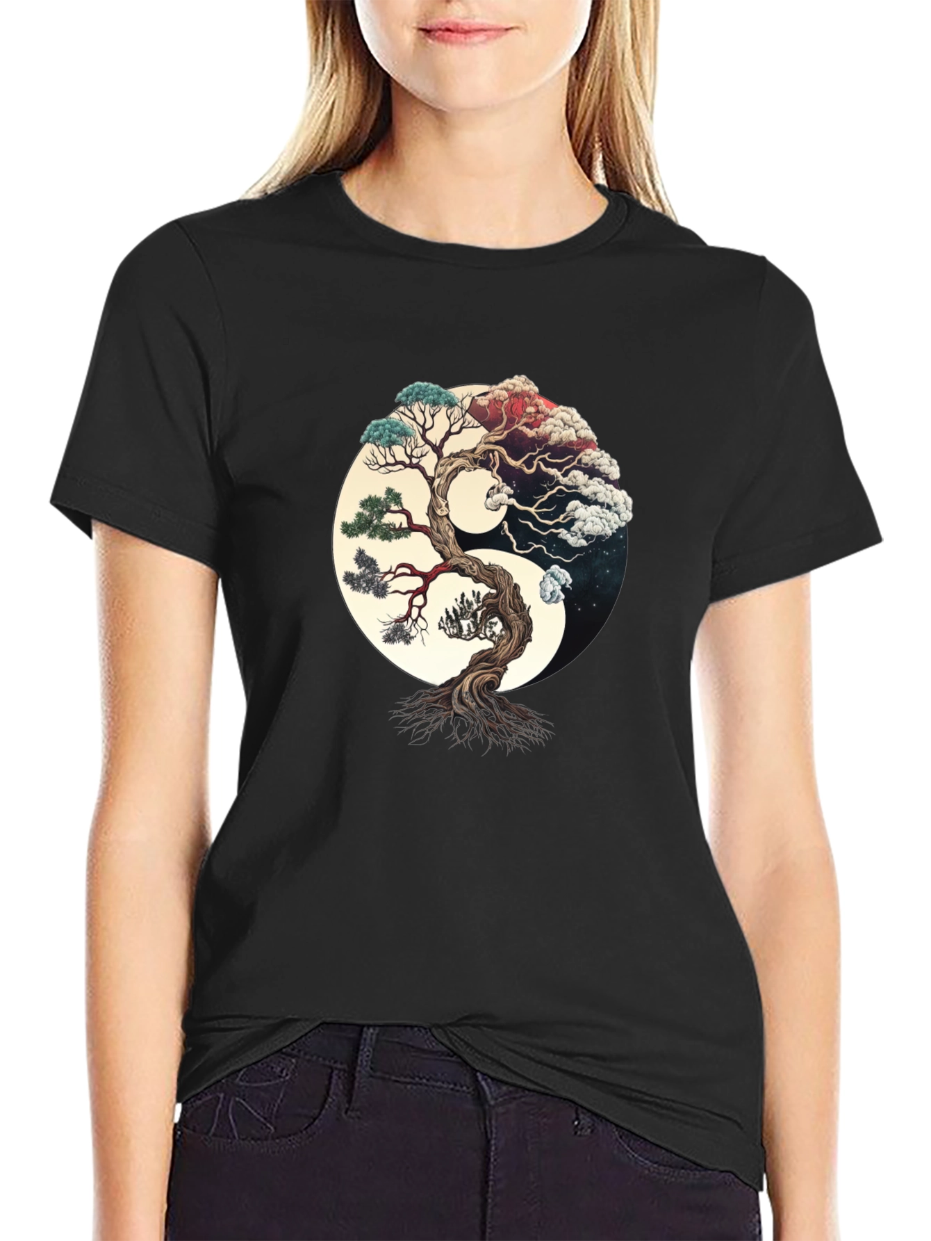 Yin Yang Tree Graphic Tee - Harmony & Balance