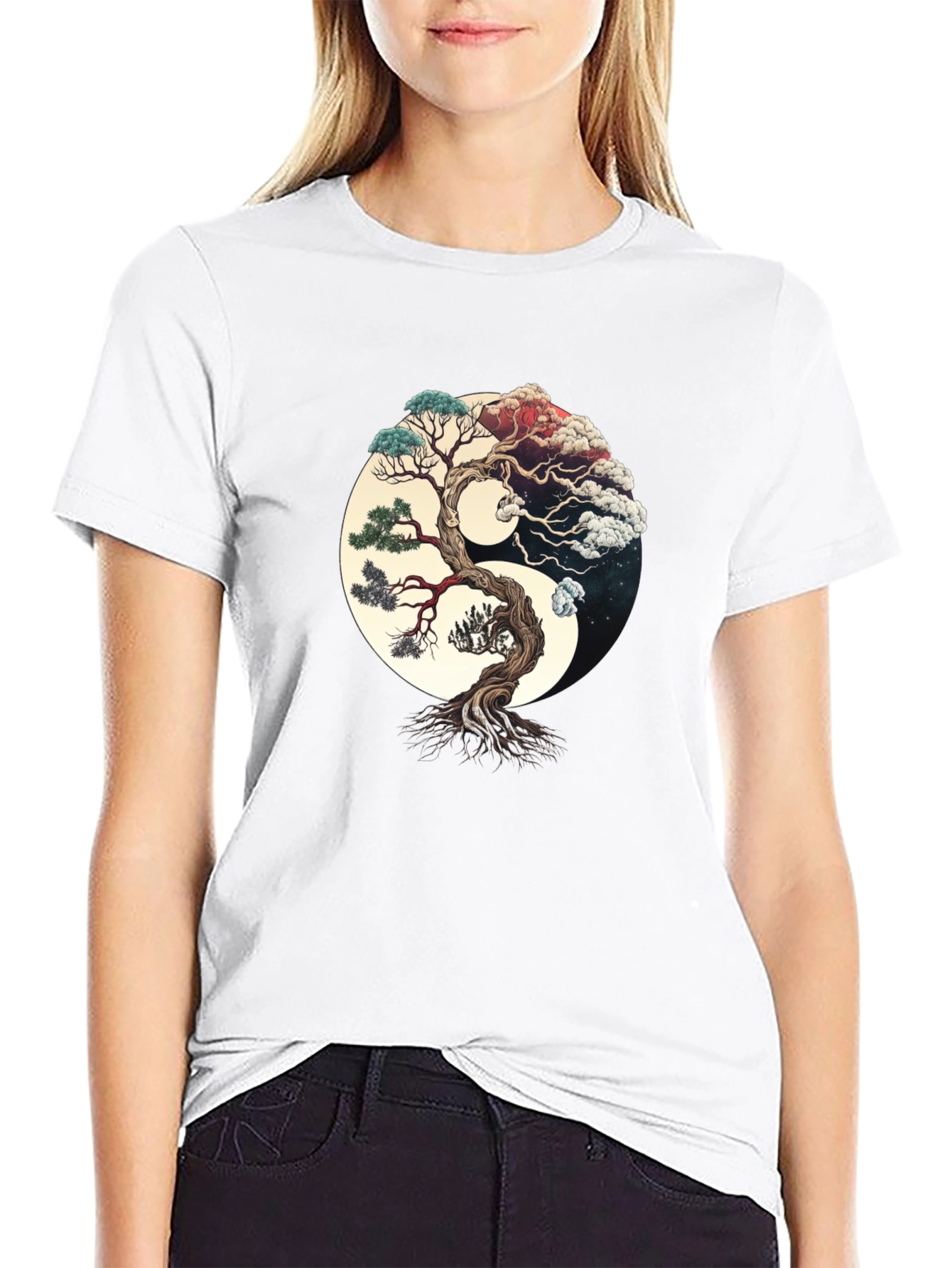 Yin Yang Tree Graphic Tee - Harmony & Balance