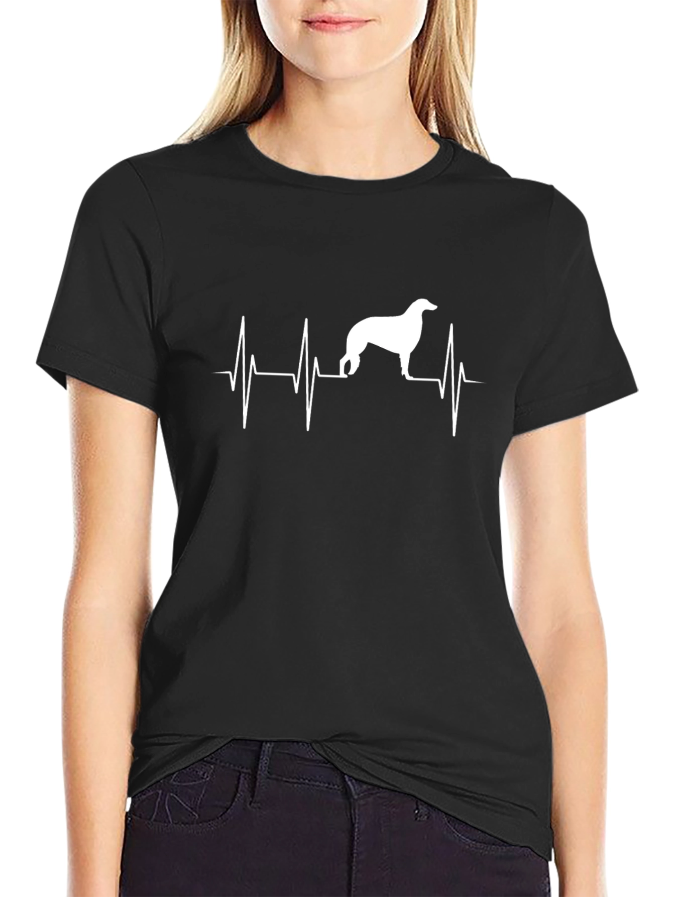 Dog Heartbeat Graphic Tee - Black Cotton T-Shirt