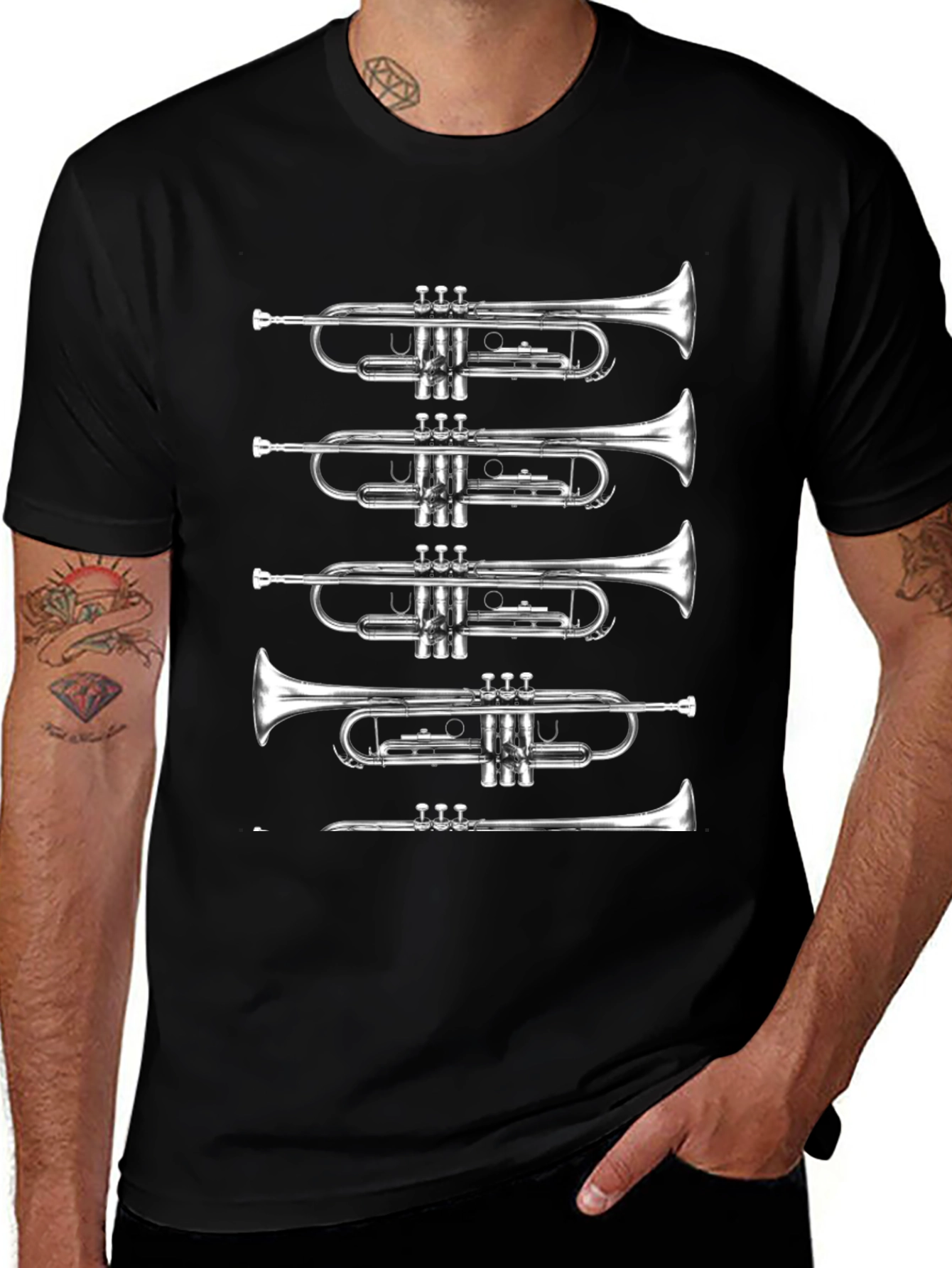 Trumpet Graphic Tee - Musicians Black T-Shirt