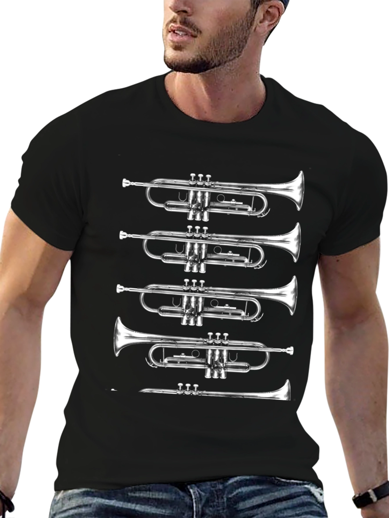 Trumpet Graphic Tee - Musicians Black T-Shirt