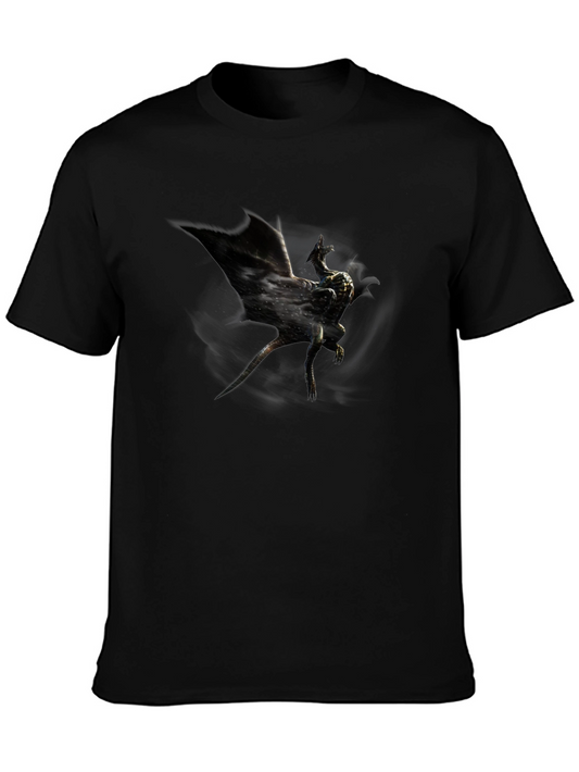 Mens Black Graphic Tee - Dragon Design