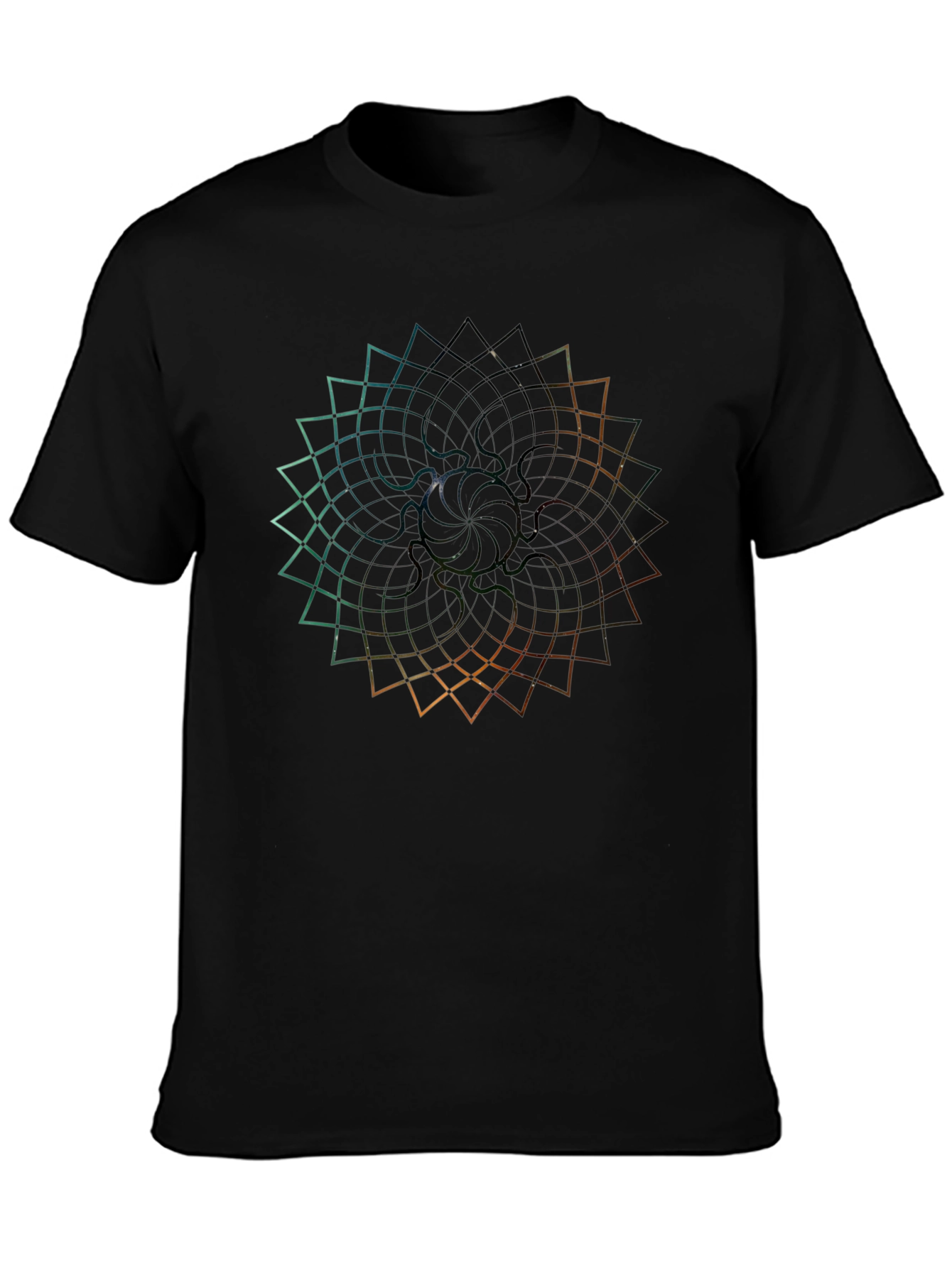 Geometric Mandala Graphic Tee - Black