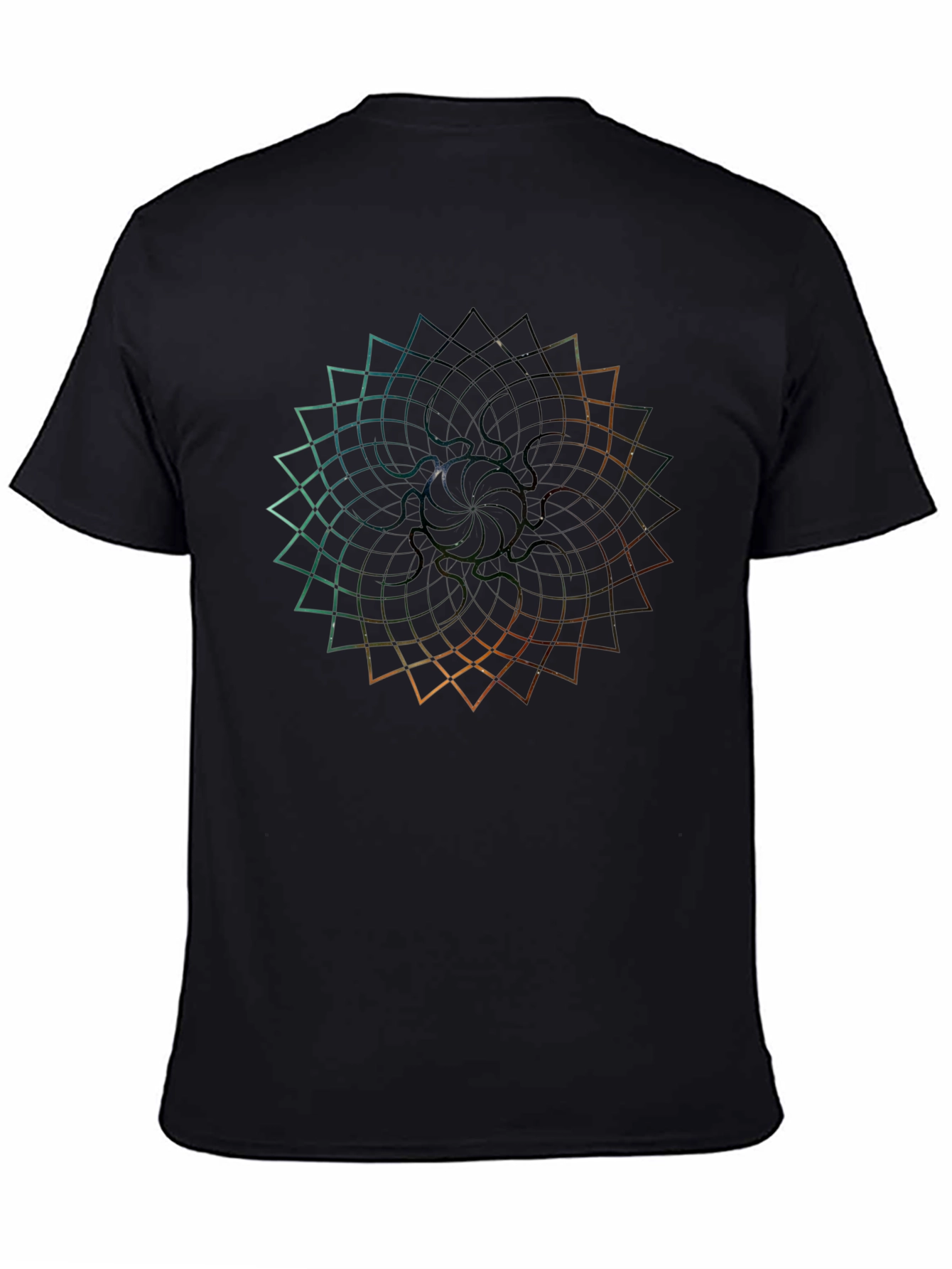 Geometric Mandala Graphic Tee - Black