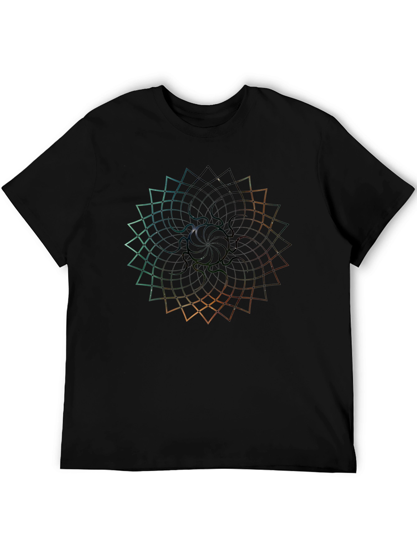 Geometric Mandala Graphic Tee - Black