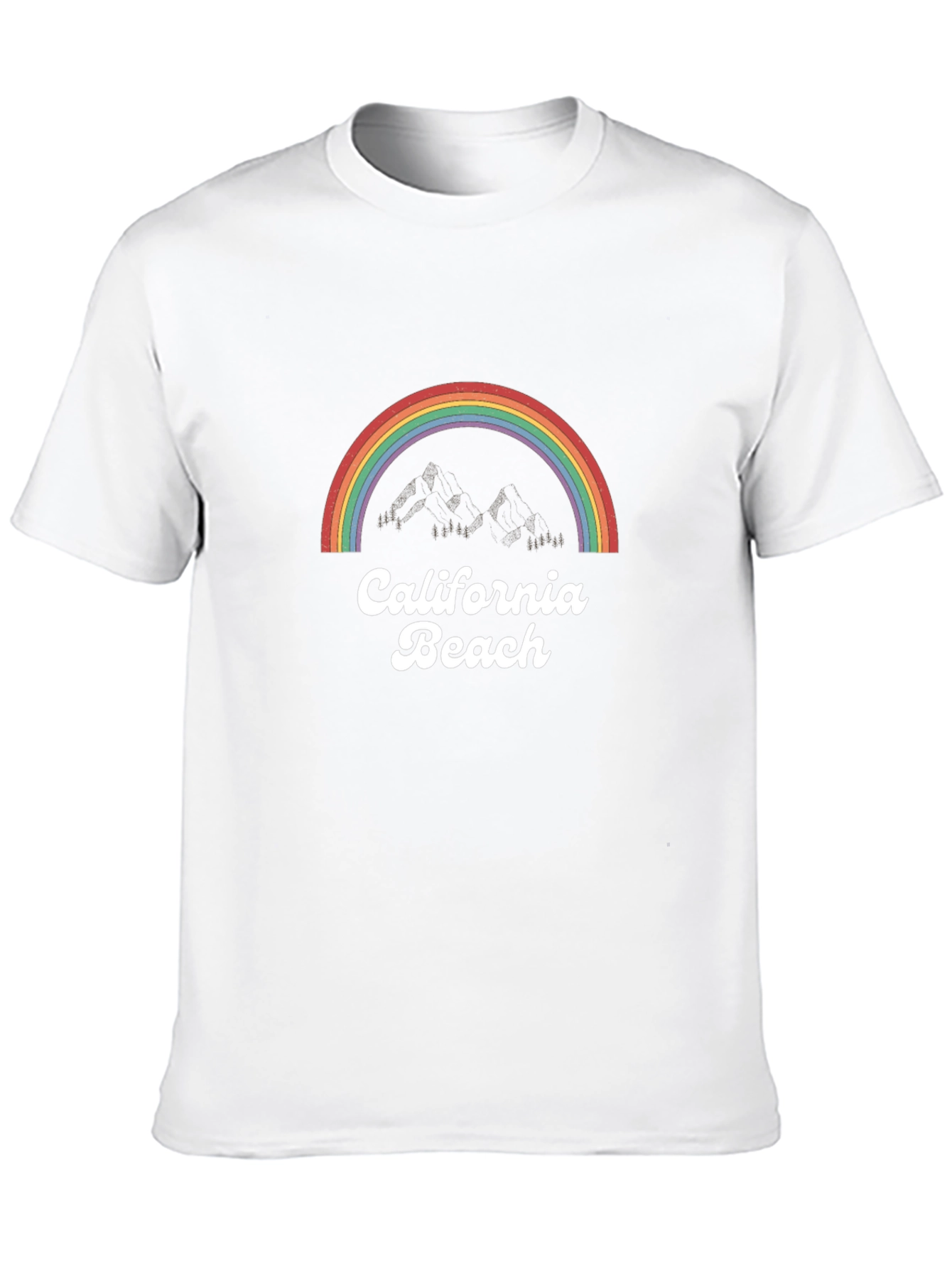California Beach Rainbow Graphic Tee - Black