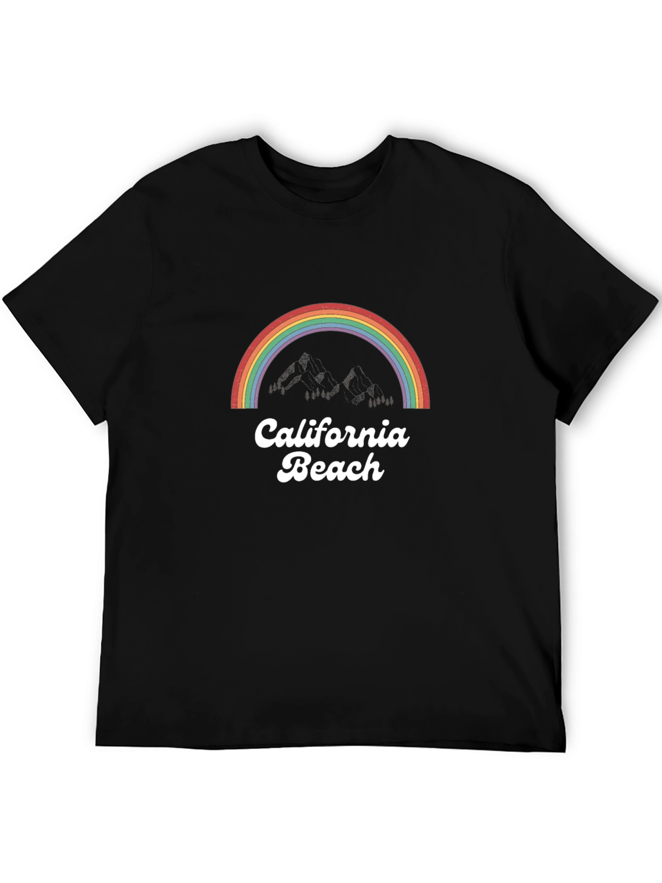 California Beach Rainbow Graphic Tee - Black