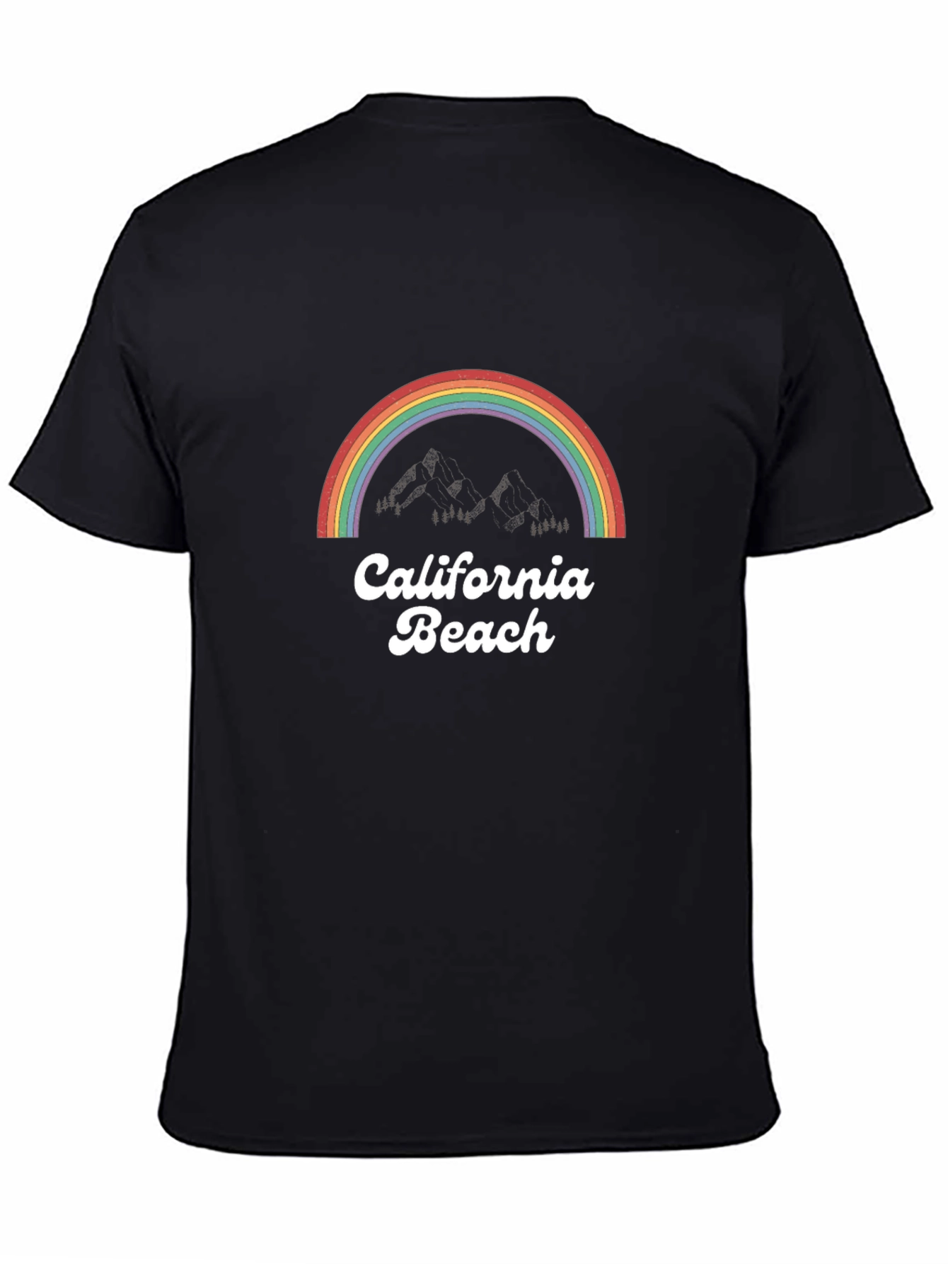 California Beach Rainbow Graphic Tee - Black